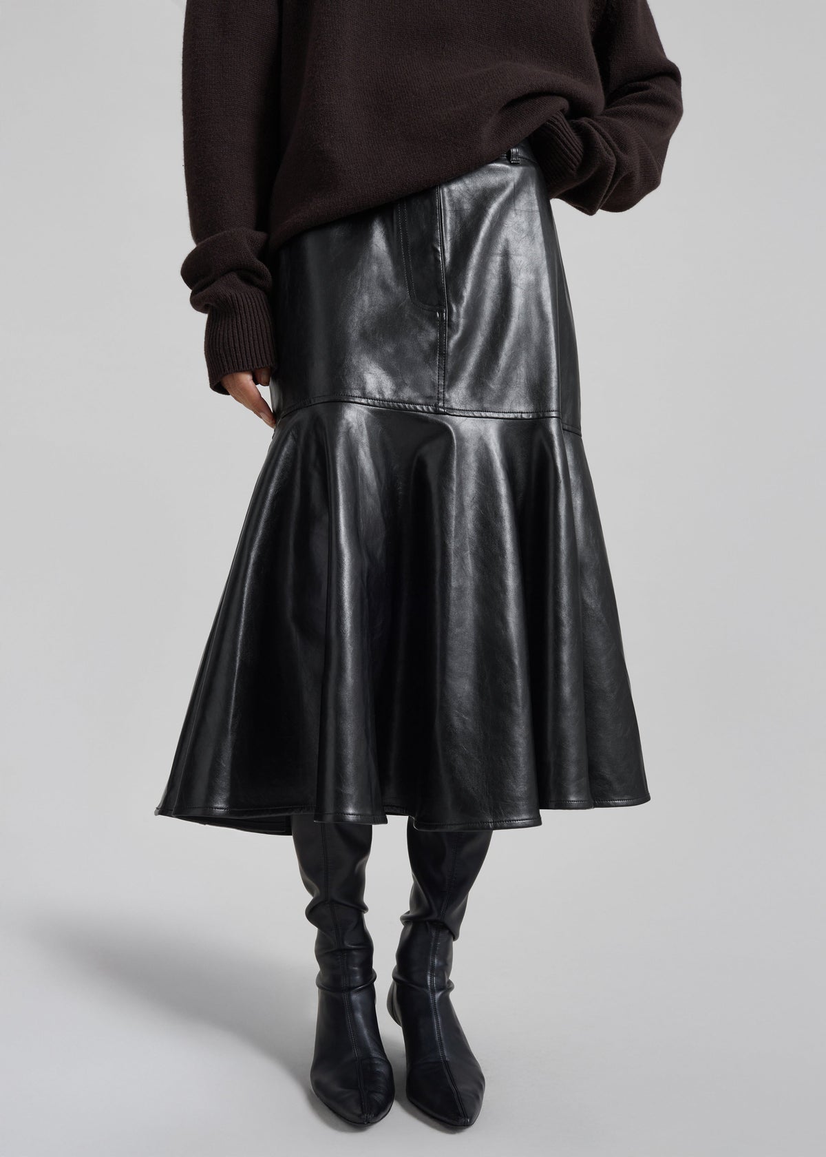 Arvika Faux Leather Mermaid Skirt - Black – view 2 of 9