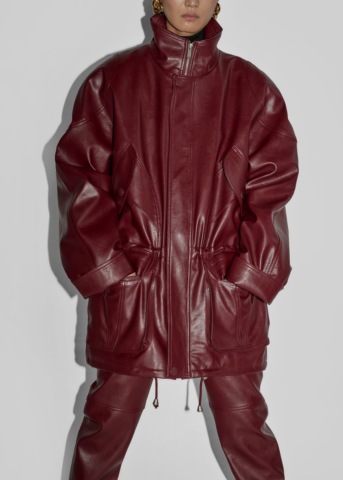 Ascona Faux Leather Jacket - Burgundy – view 2 of 7