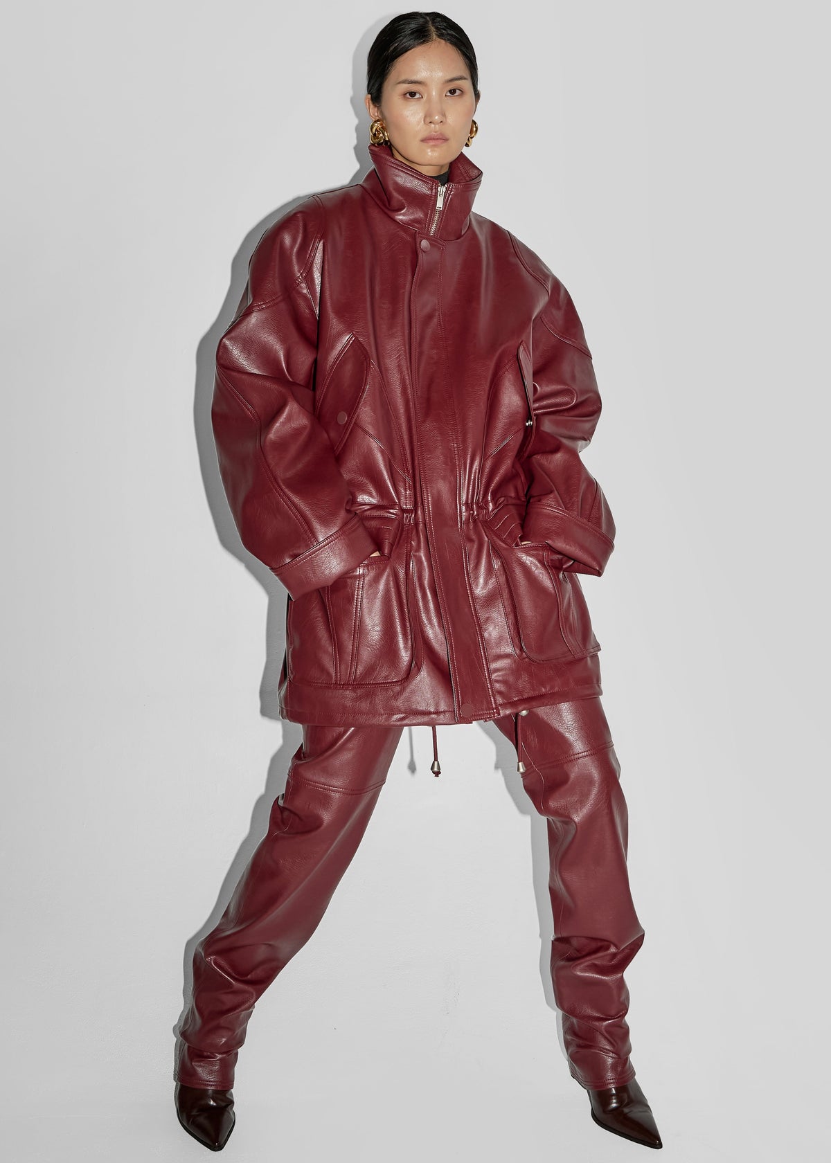 Ascona Faux Leather Jacket - Burgundy – view 1 of 7