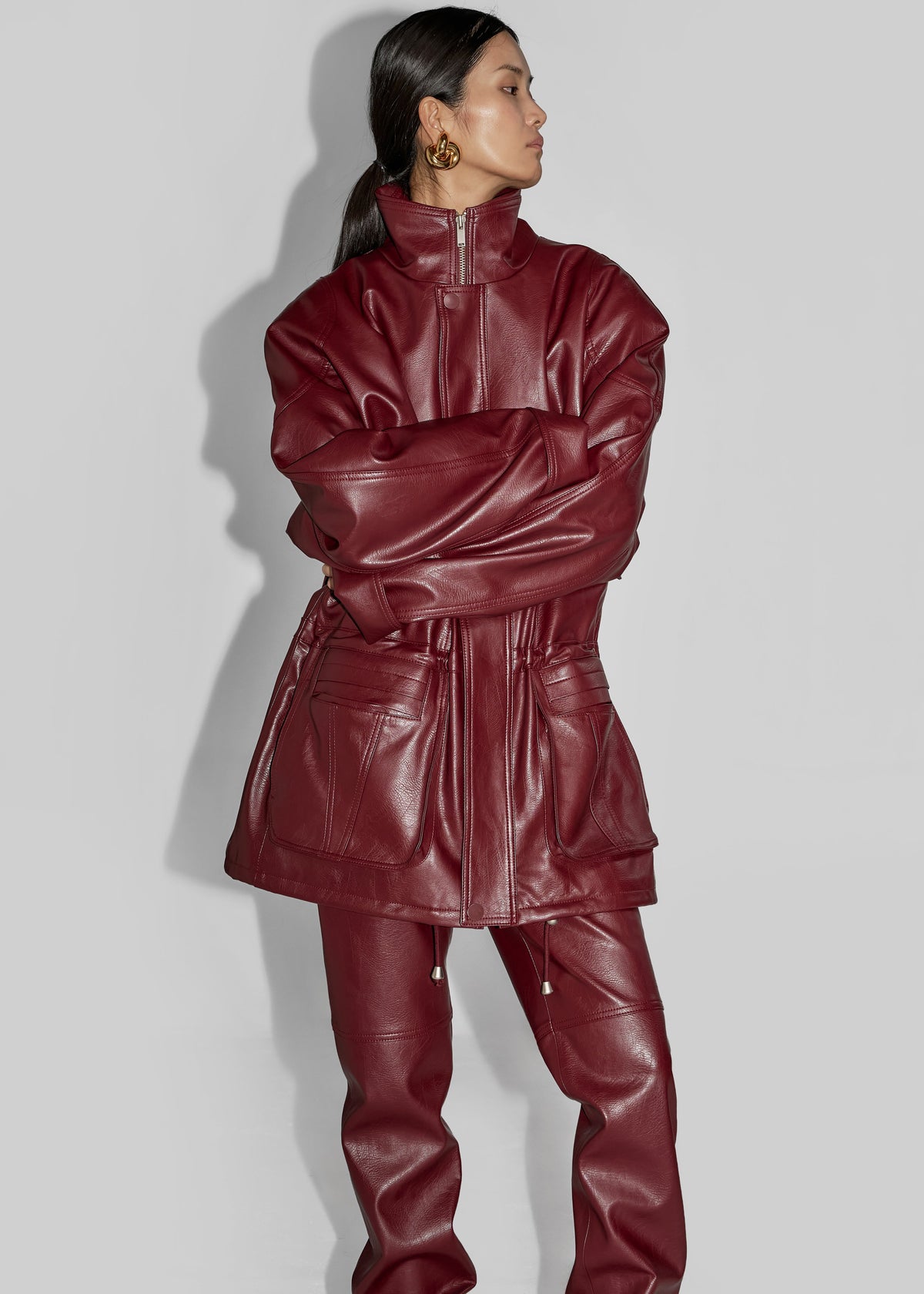 Ascona Faux Leather Jacket - Burgundy – view 3 of 7