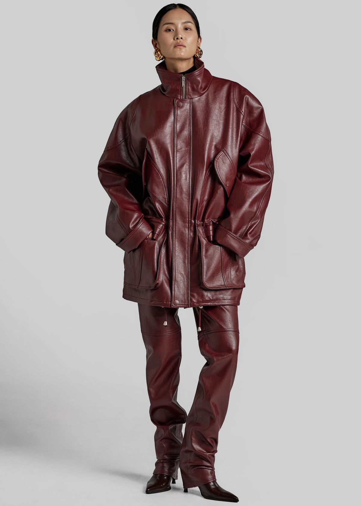 Ascona Faux Leather Jacket - Burgundy – view 4 of 7
