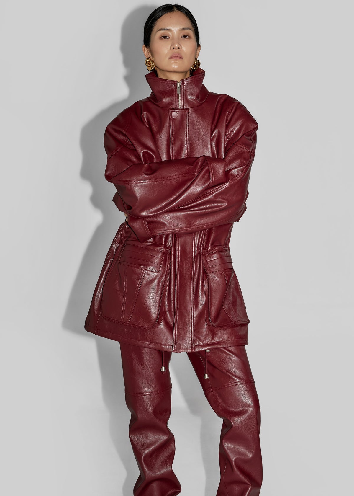 Ascona Faux Leather Jacket - Burgundy – view 6 of 7