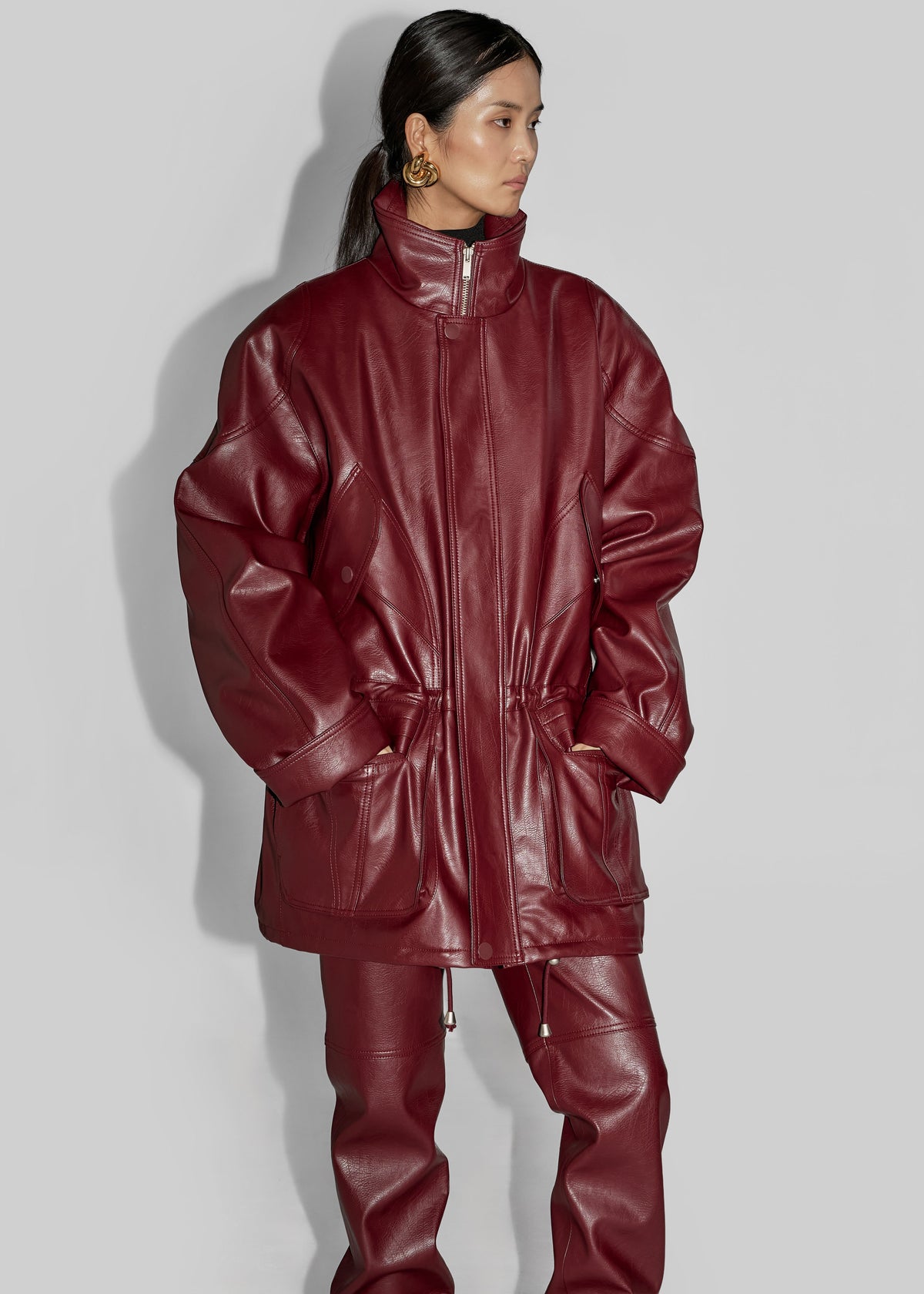 Ascona Faux Leather Jacket - Burgundy – view 5 of 7