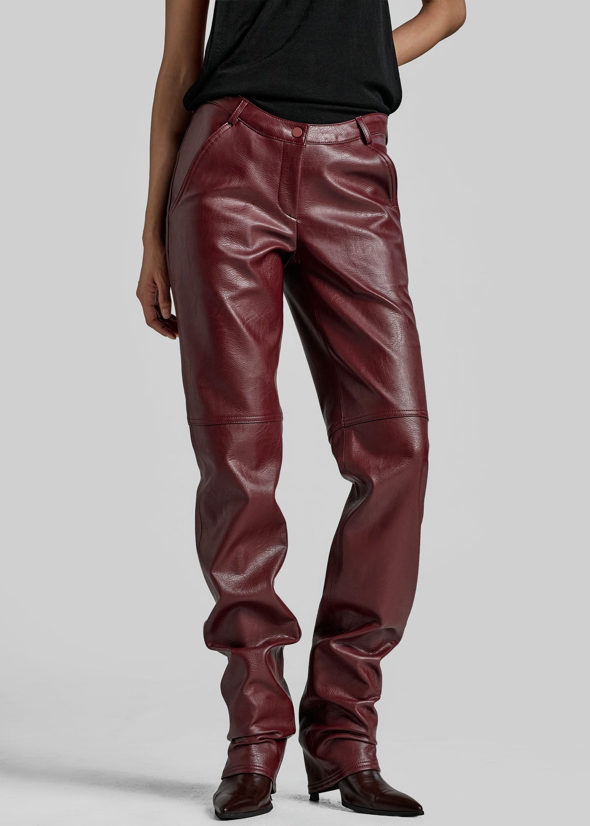 Ascona Faux Leather Pants - Burgundy – view 2 of 6