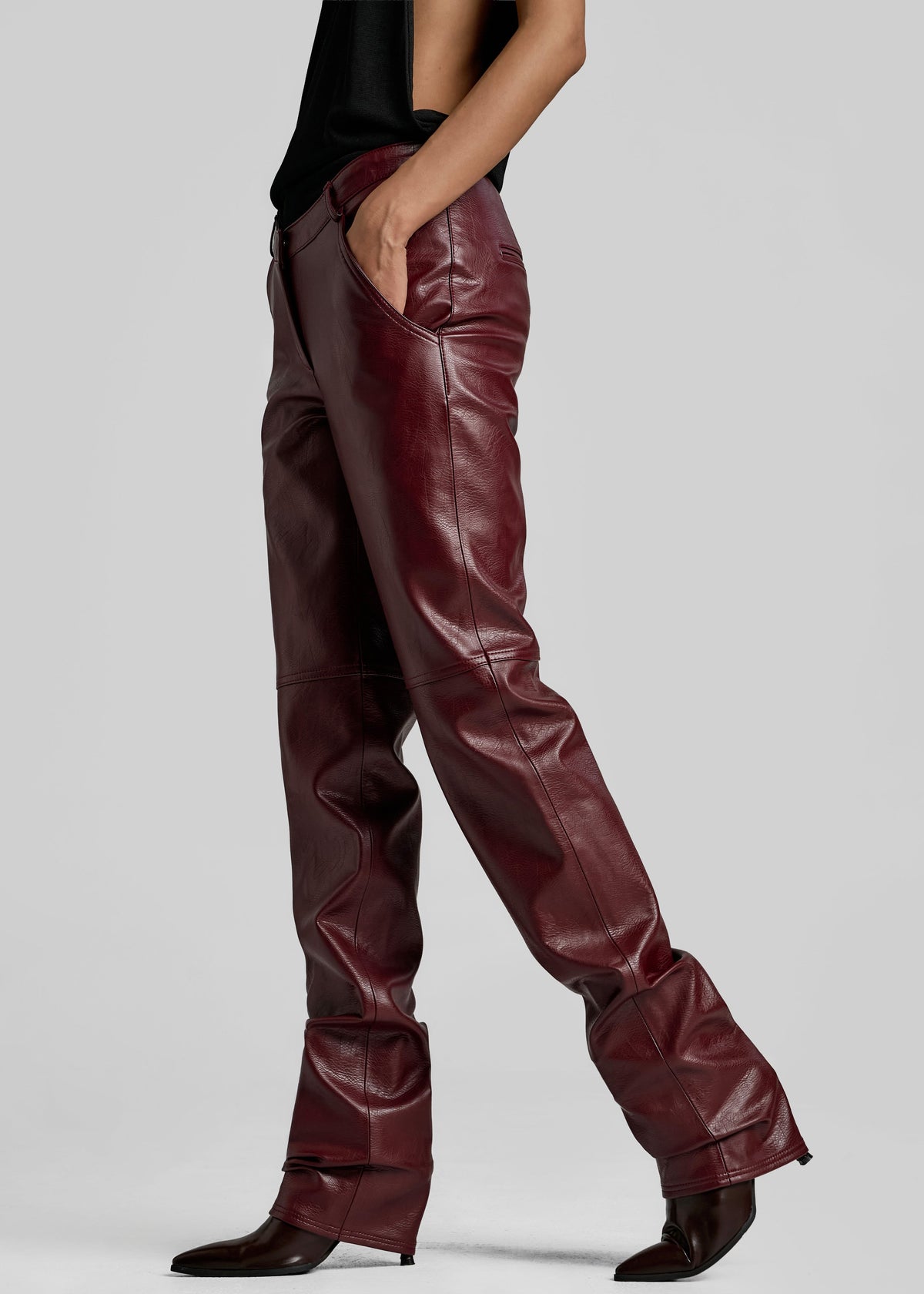 Ascona Faux Leather Pants - Burgundy – view 1 of 6