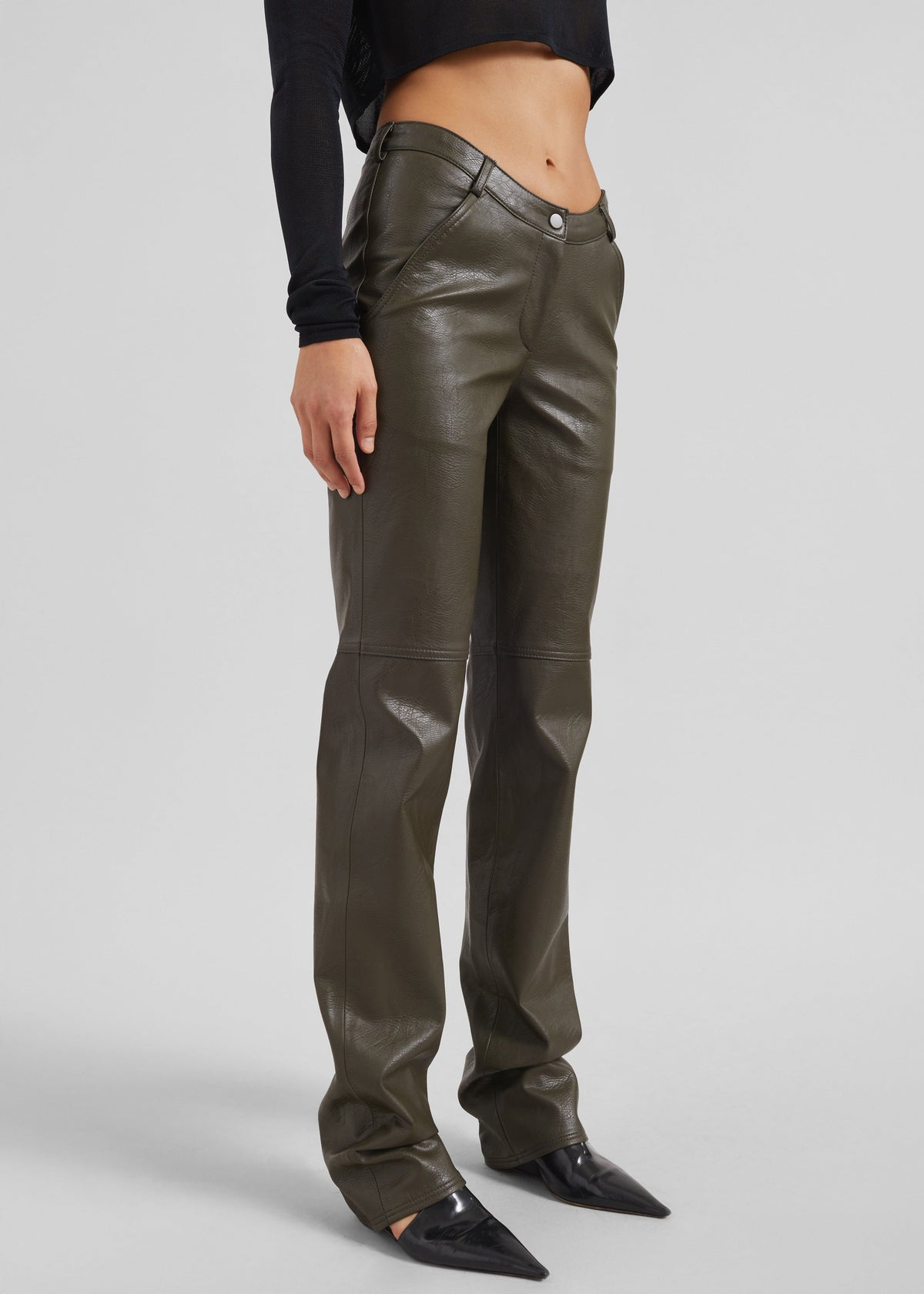 Ascona Faux Leather Pants - Dark Olive – view 6 of 12
