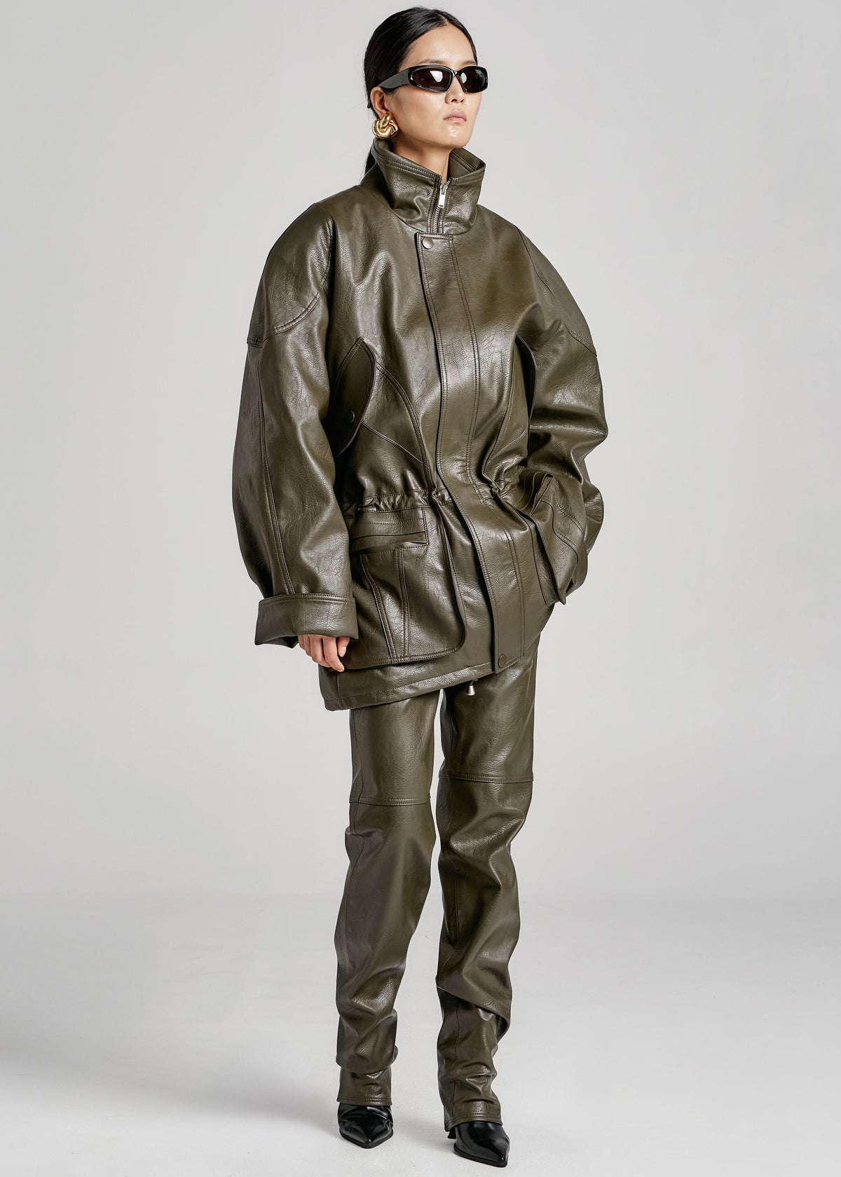 Ascona Faux Leather Pants - Dark Olive – view 8 of 12