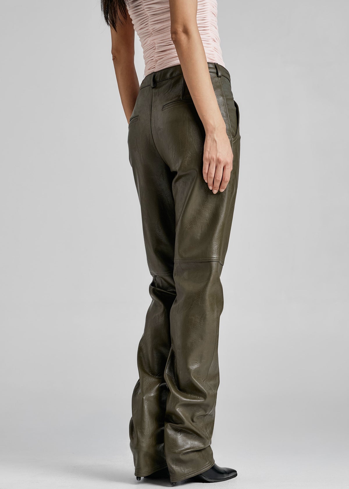 Ascona Faux Leather Pants - Dark Olive – view 11 of 12