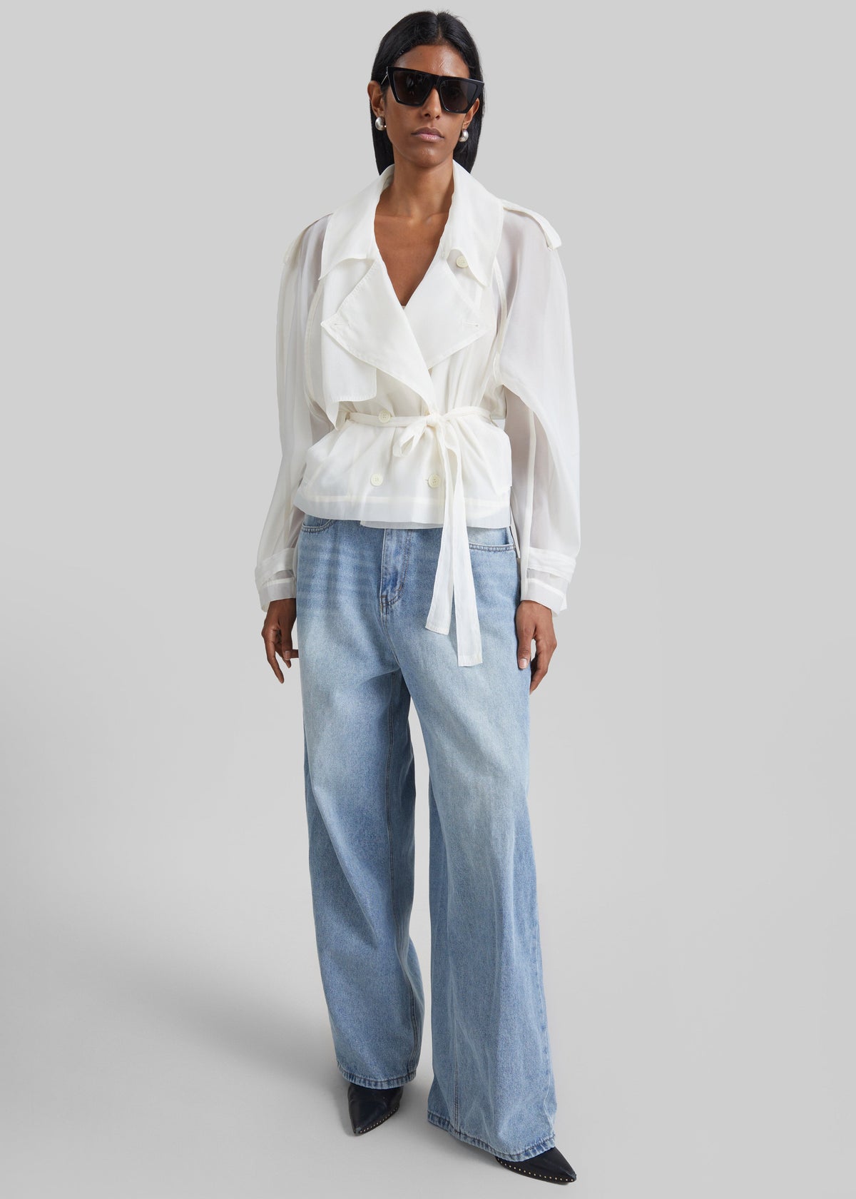 Asola Sheer Short Trench - Ivory – view 5 of 7