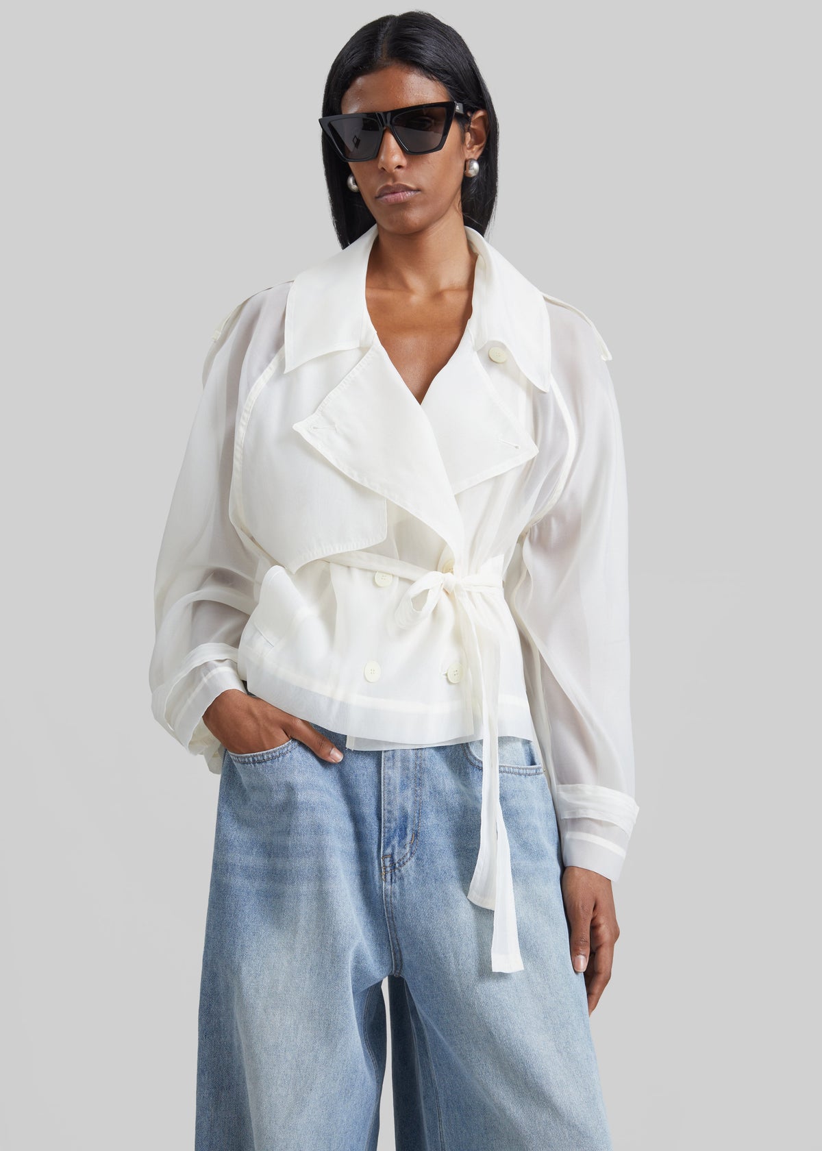 Asola Sheer Short Trench - Ivory – view 6 of 7