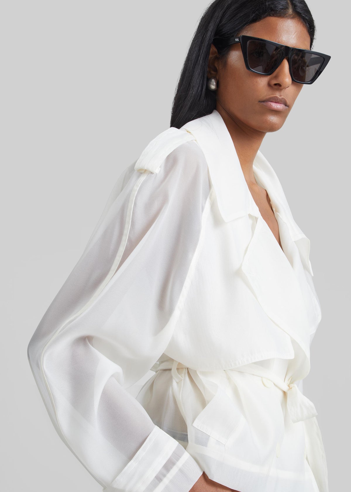 Asola Sheer Short Trench - Ivory – view 1 of 7
