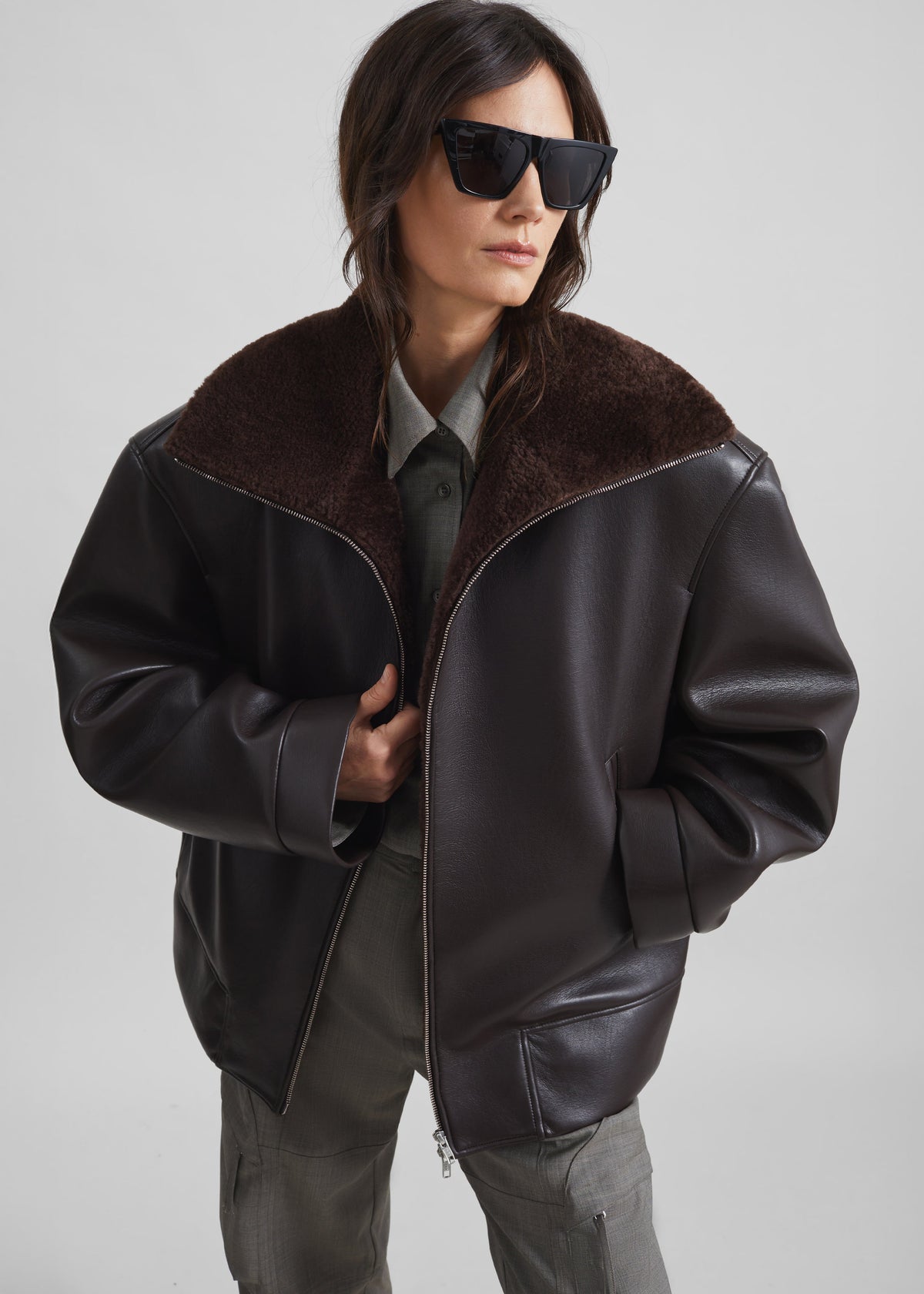 Aspen Faux Leather Jacket - Brown – view 4 of 8