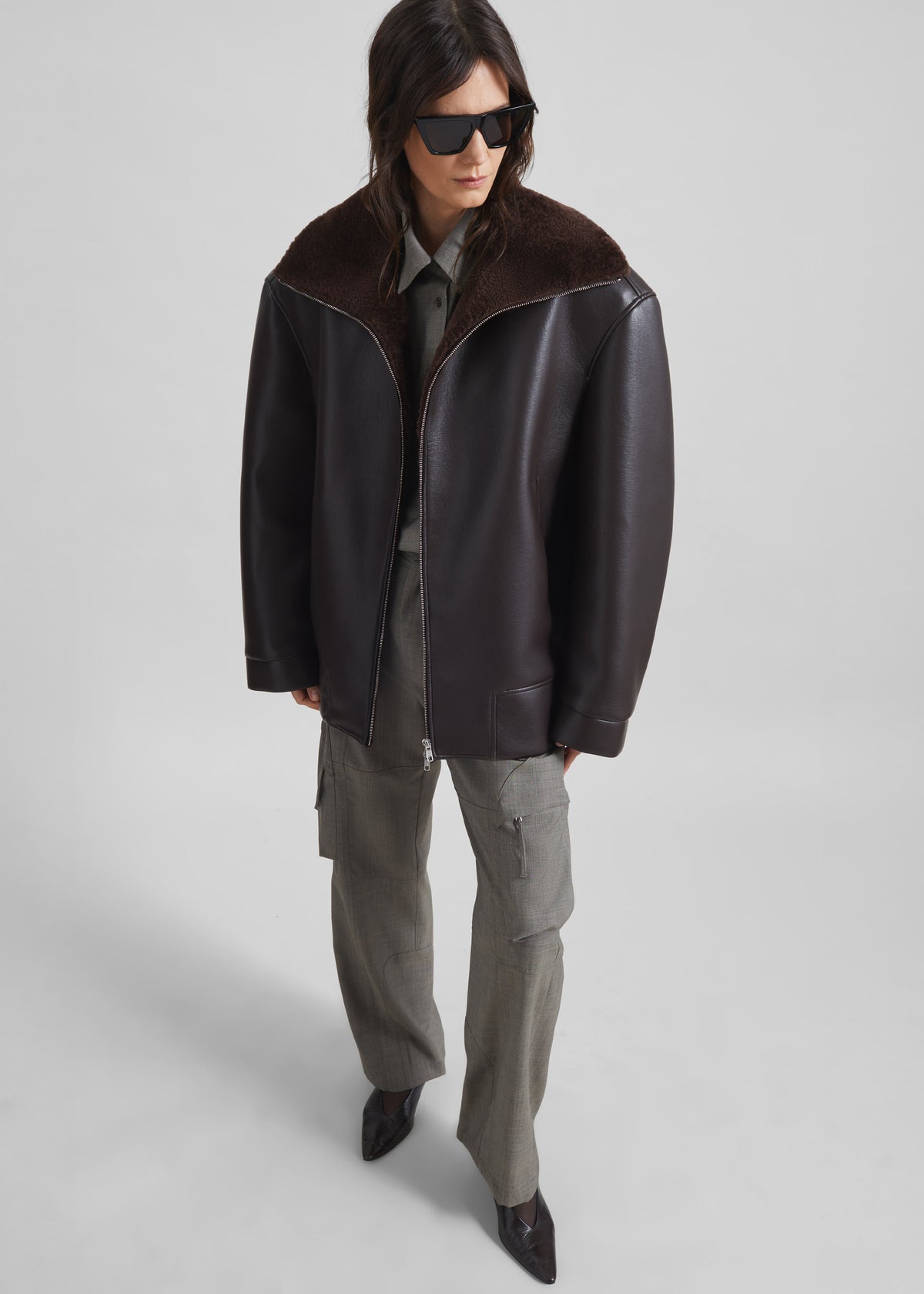 Aspen Faux Leather Jacket - Brown – view 3 of 8