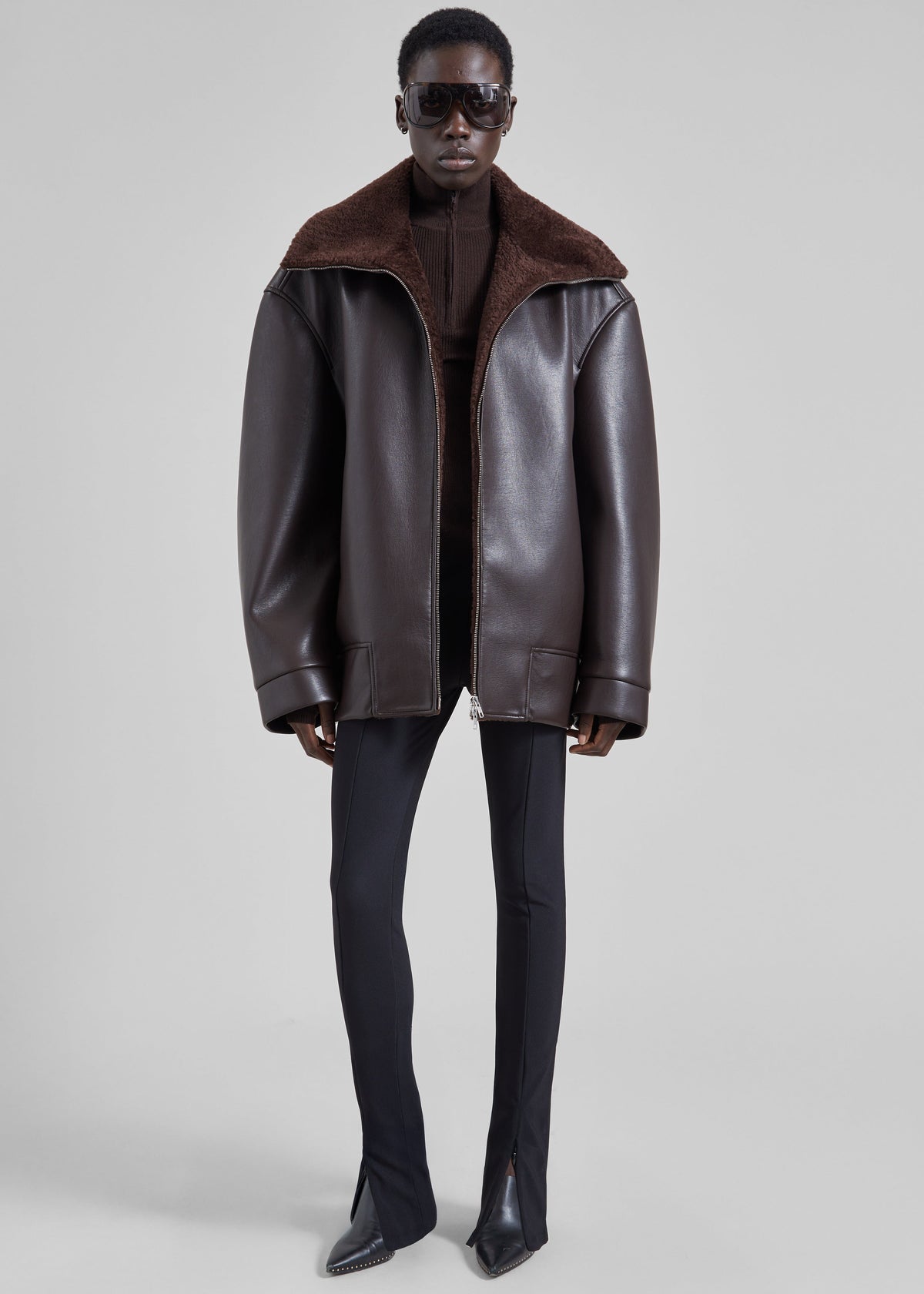 Aspen Faux Leather Jacket - Brown – view 5 of 8
