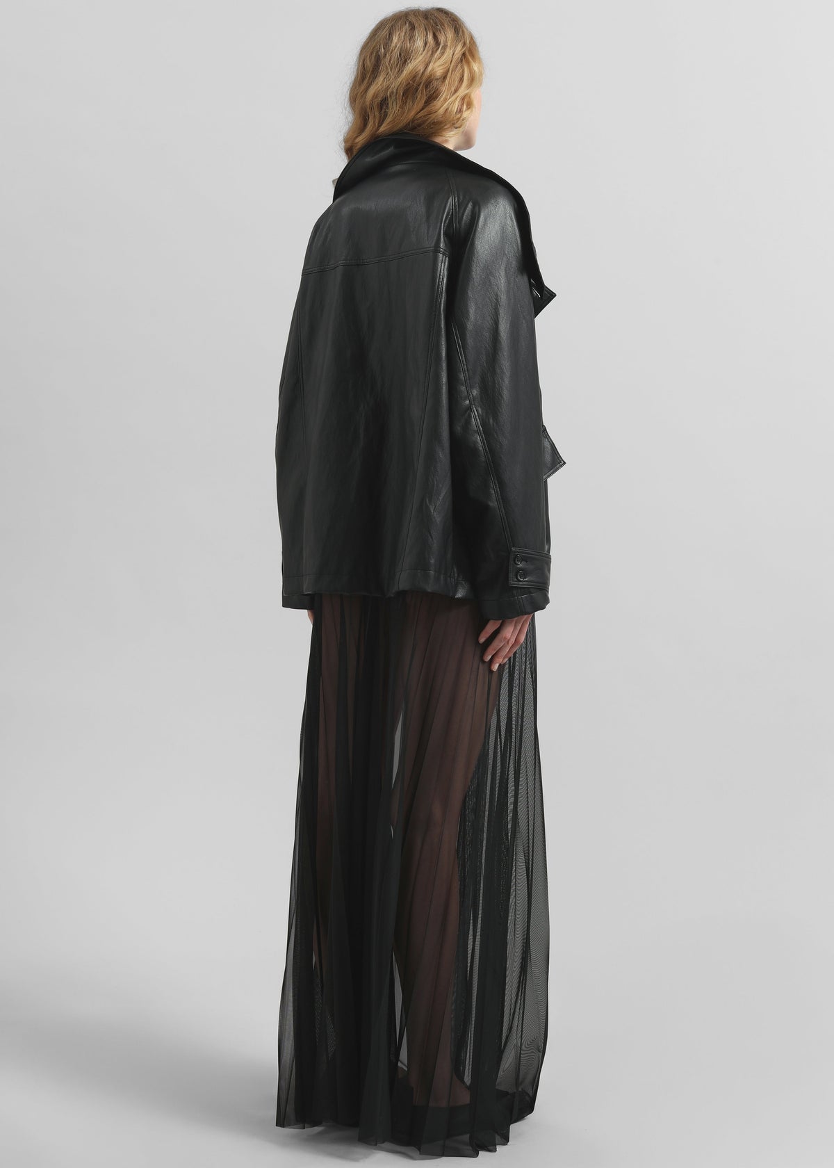 Amunta Faux Leather Trench Jacket - Black – view 8 of 9
