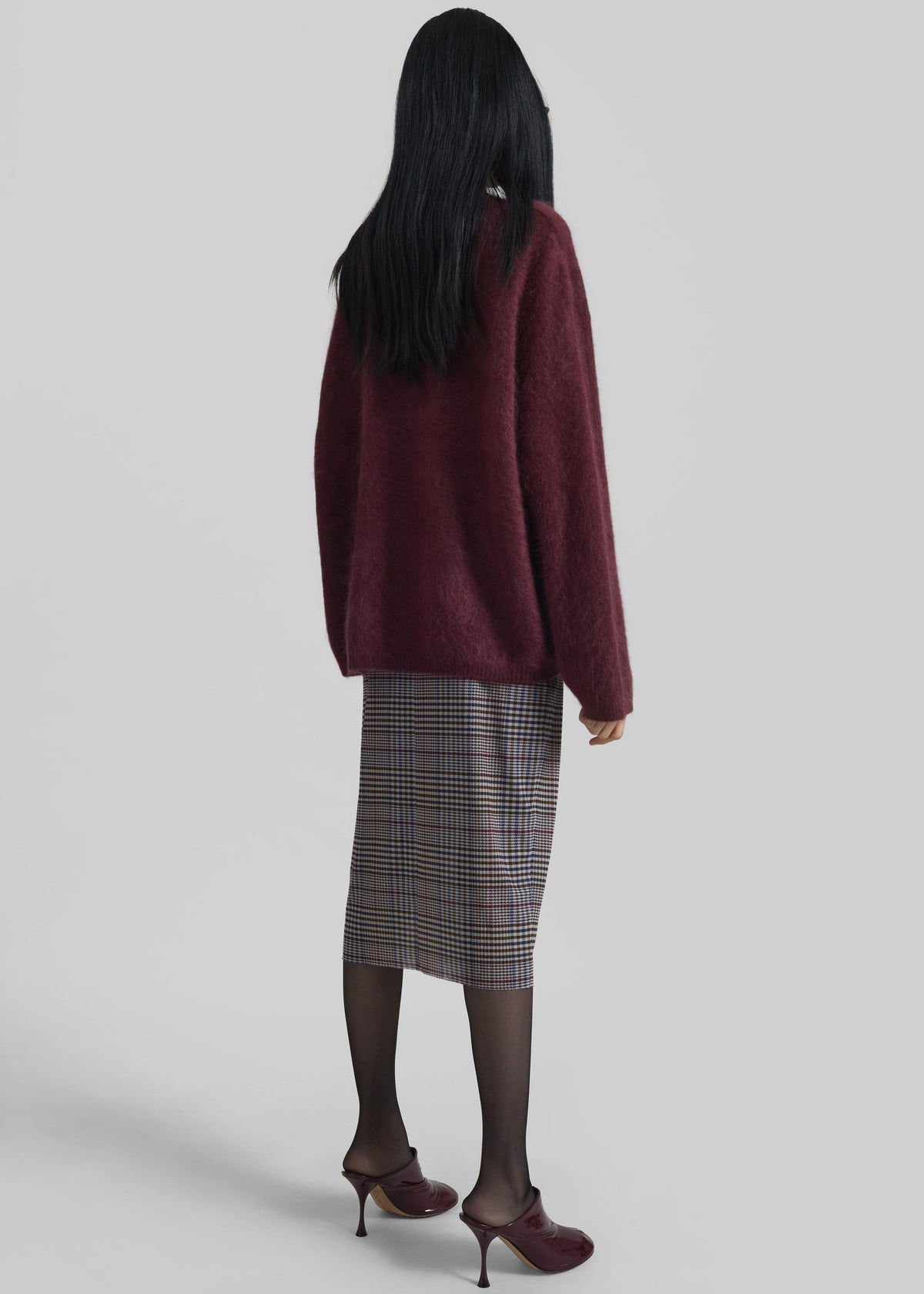Aurora Sheer Mesh Skirt - Beige Glen Plaid – view 9 of 10