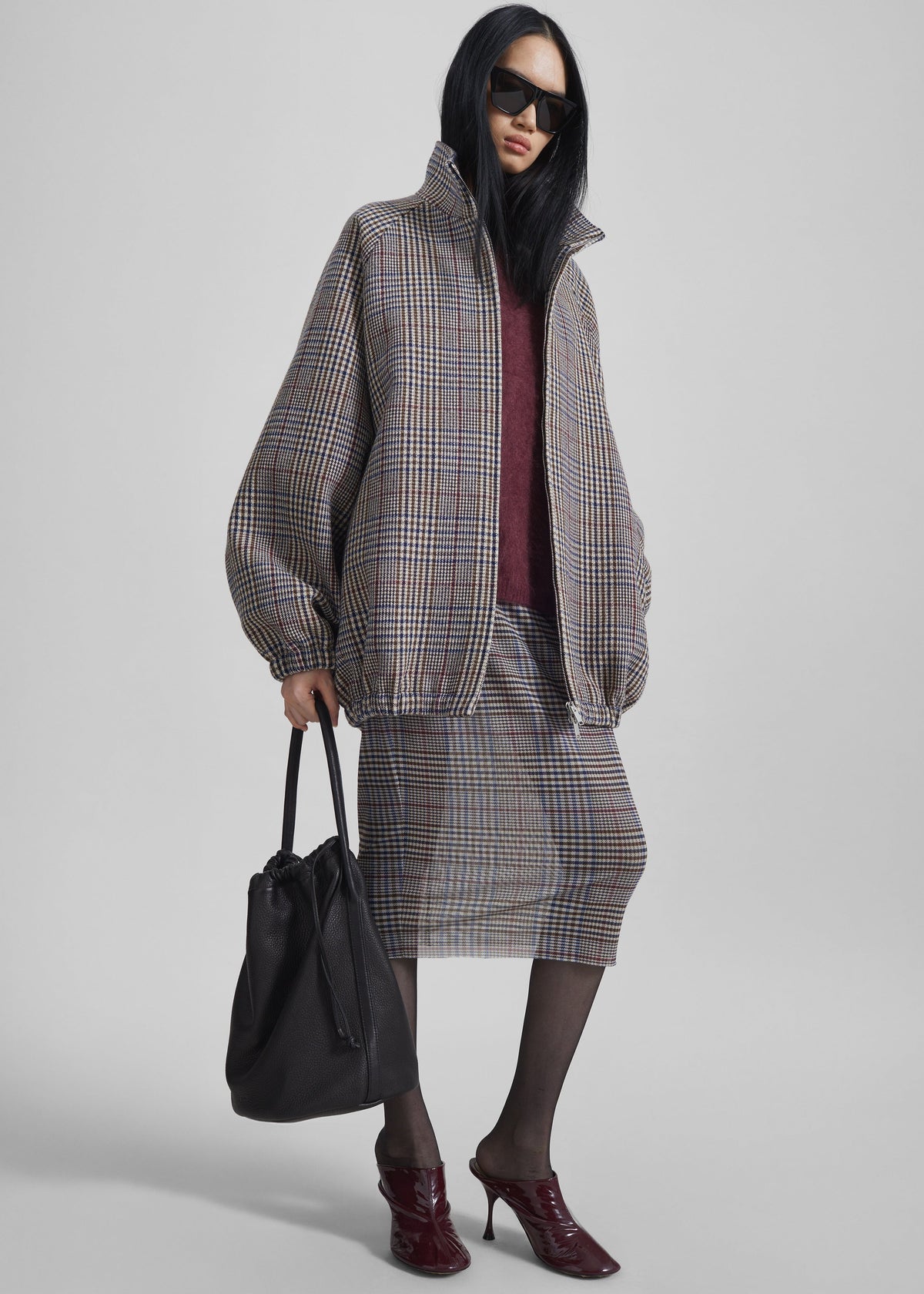 Aurora Sheer Mesh Skirt - Beige Glen Plaid – view 2 of 10