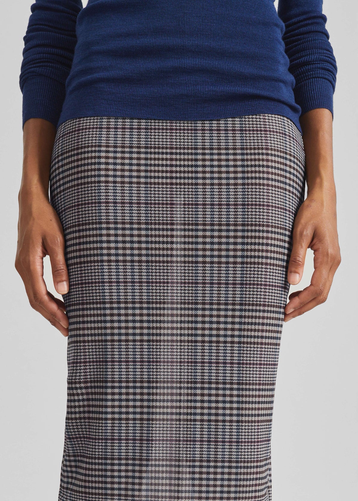 Aurora Sheer Mesh Skirt - Beige Glen Plaid – view 5 of 10