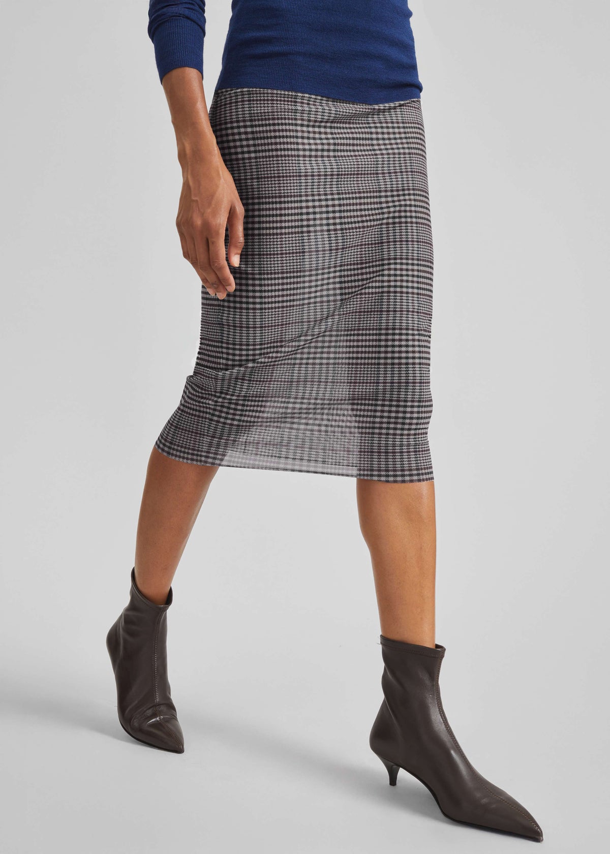 Aurora Sheer Mesh Skirt - Beige Glen Plaid – view 6 of 10