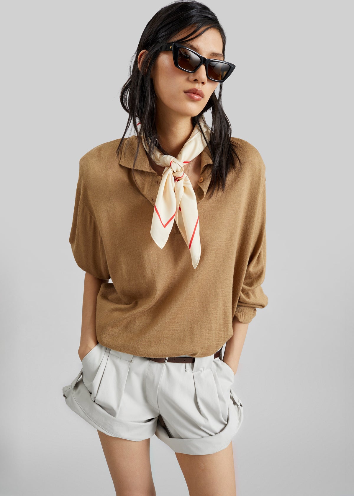 Avallon Padded Knit Polo - Camel – view 1 of 9