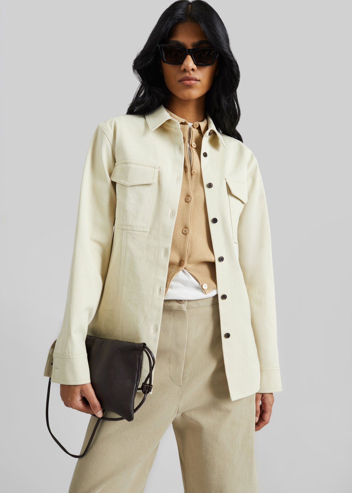 Aversa Tailored Overshirt - Light Beige – view 1 of 7