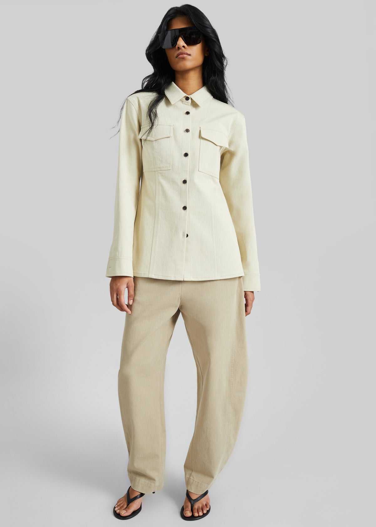 Aversa Tailored Overshirt - Light Beige – view 2 of 7