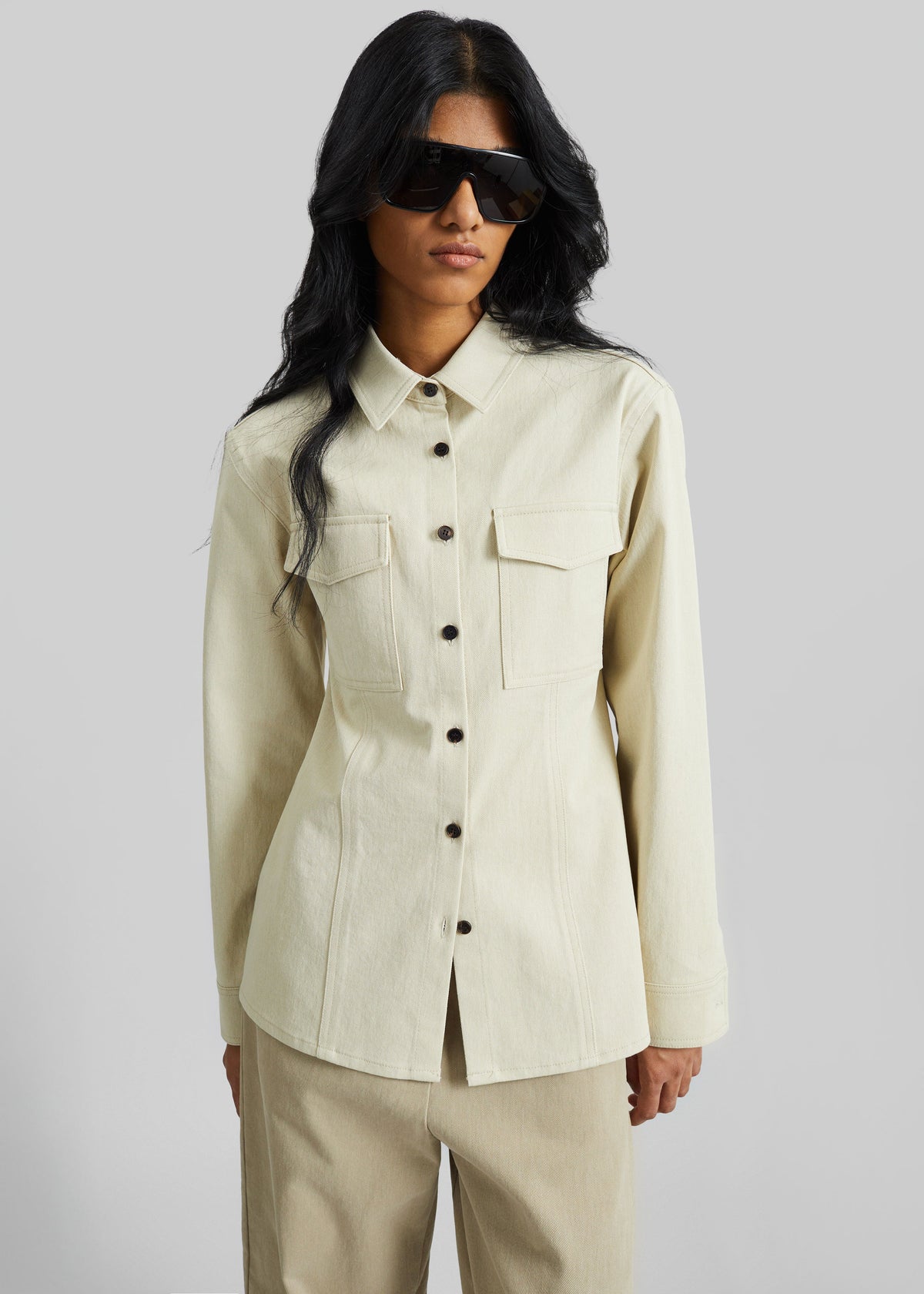 Aversa Tailored Overshirt - Light Beige – view 4 of 7