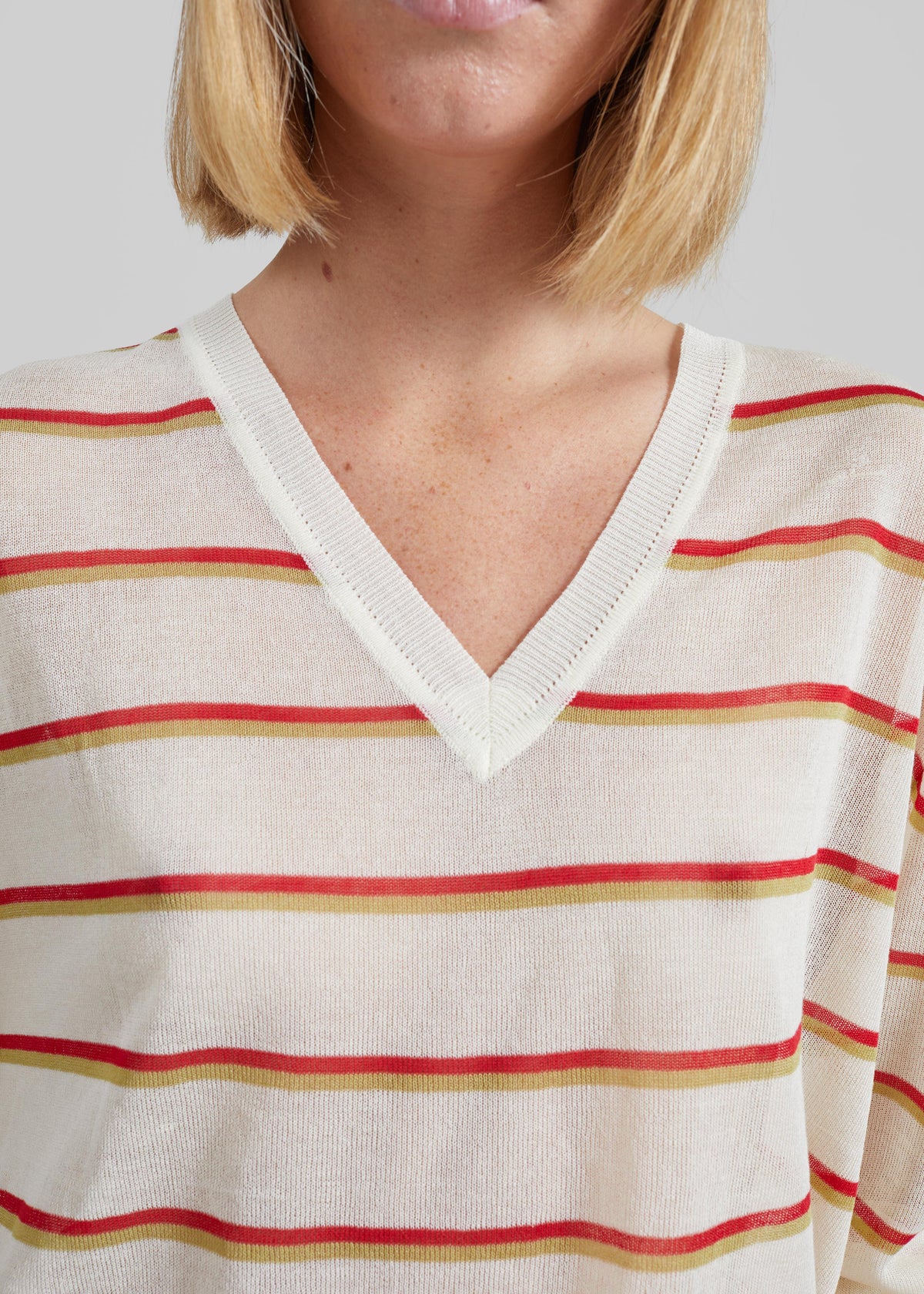 Ayen Sheer Knit Top - Ivory Multi Stripe – view 2 of 6