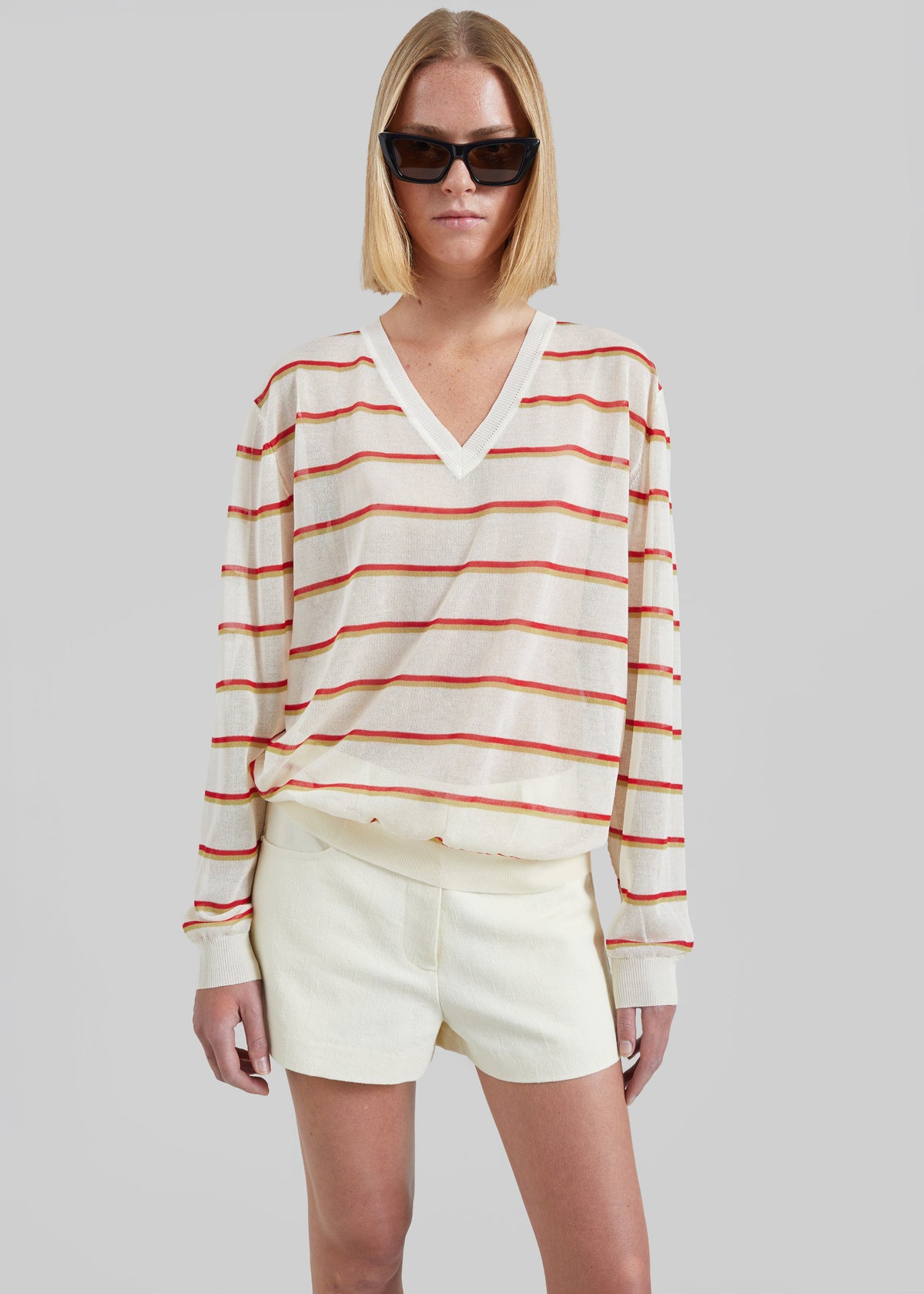 Ayen Sheer Knit Top - Ivory Multi Stripe – view 3 of 6