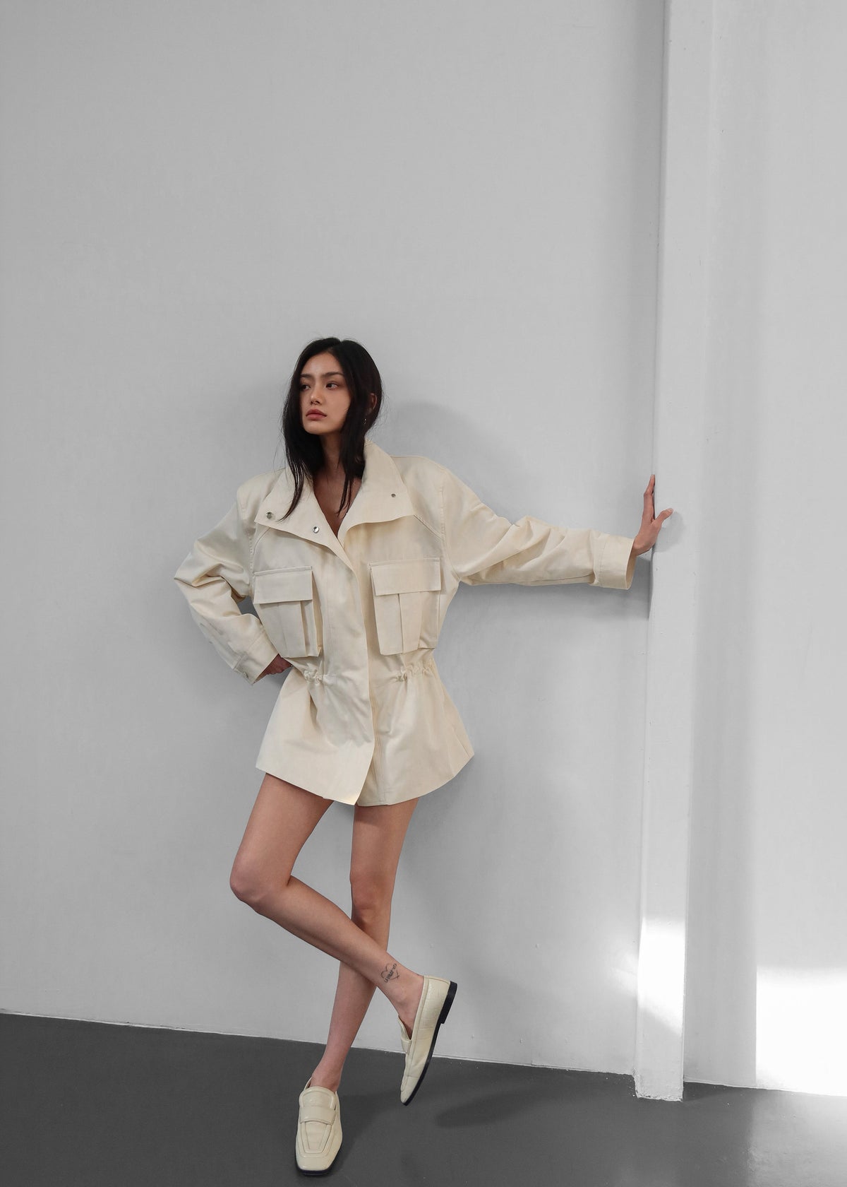Bailly Padded Utility Jacket - Cream – view 3 of 11