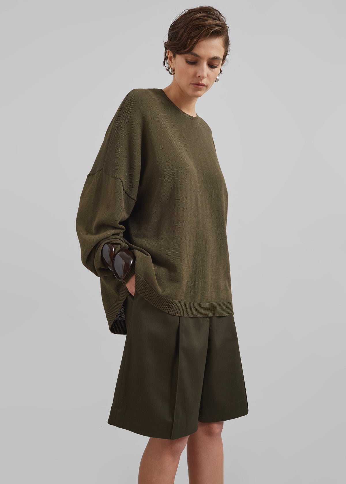 Basel Crew Neck Sweater - Khaki – view 1 of 12