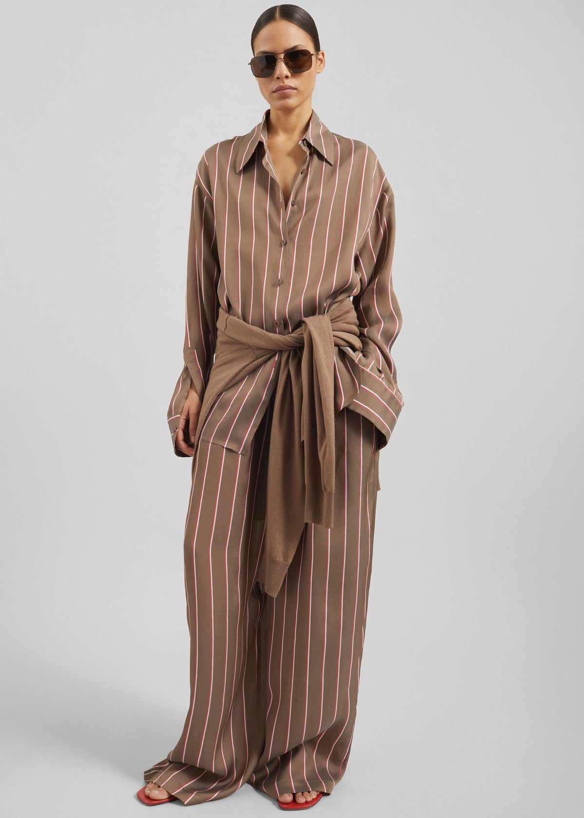 Baxter Fluid Track Pants - Brown Multi Stripe – view 3 of 7
