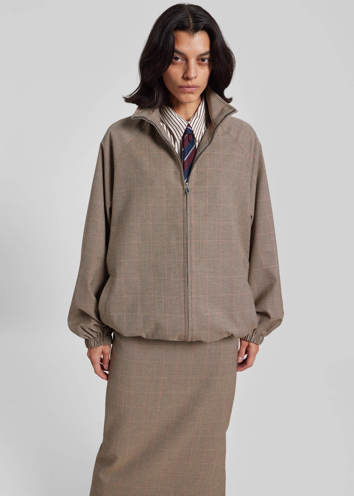 Baxter Houndstooth Track Jacket - Beige – view 8 of 11