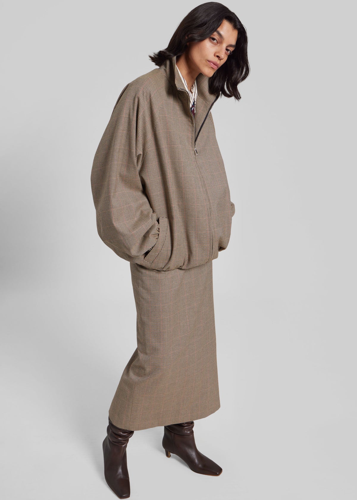 Baxter Houndstooth Track Jacket - Beige – view 10 of 11