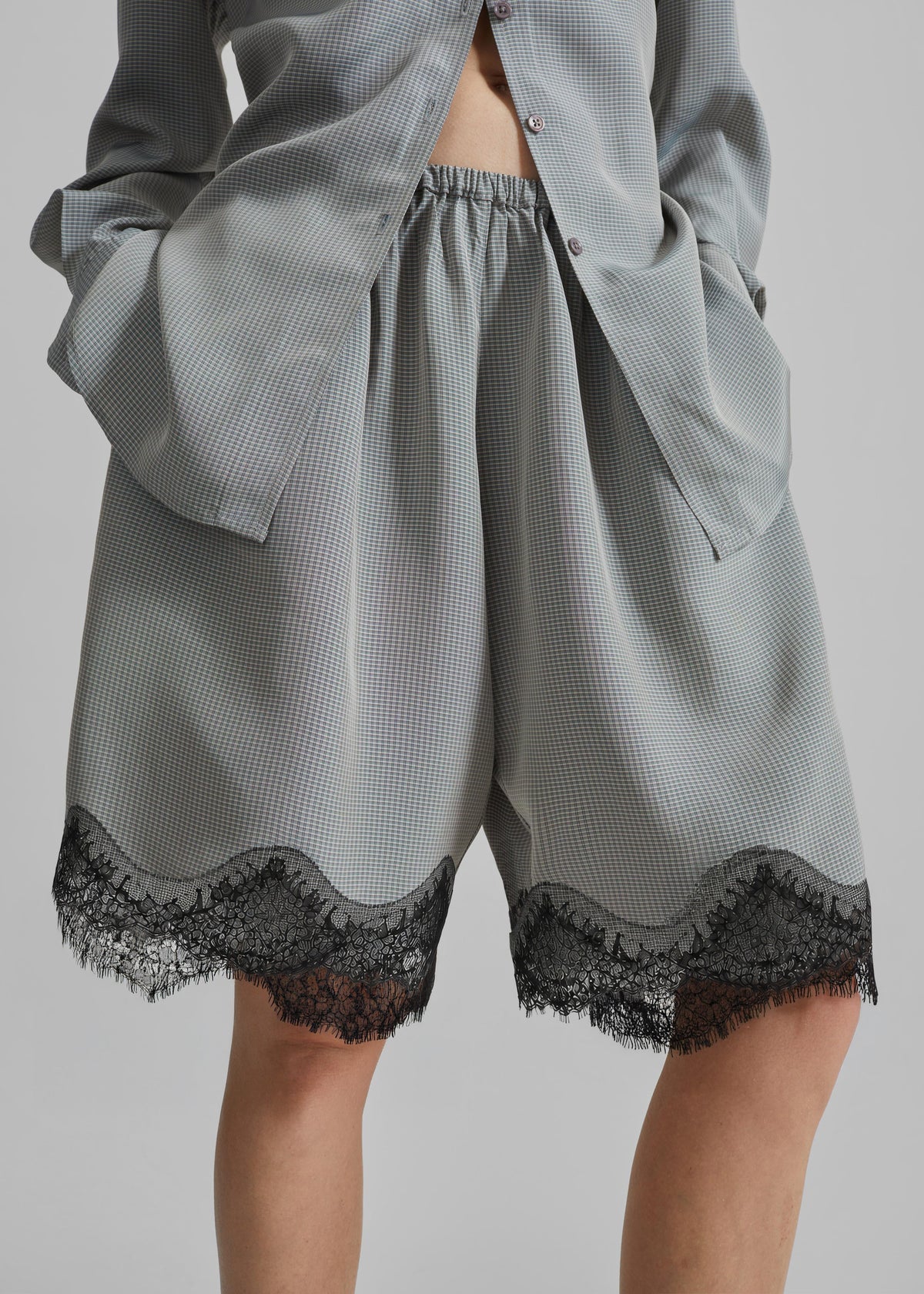 Baxter Lace Bermuda Shorts - Checked Grey – view 2 of 7