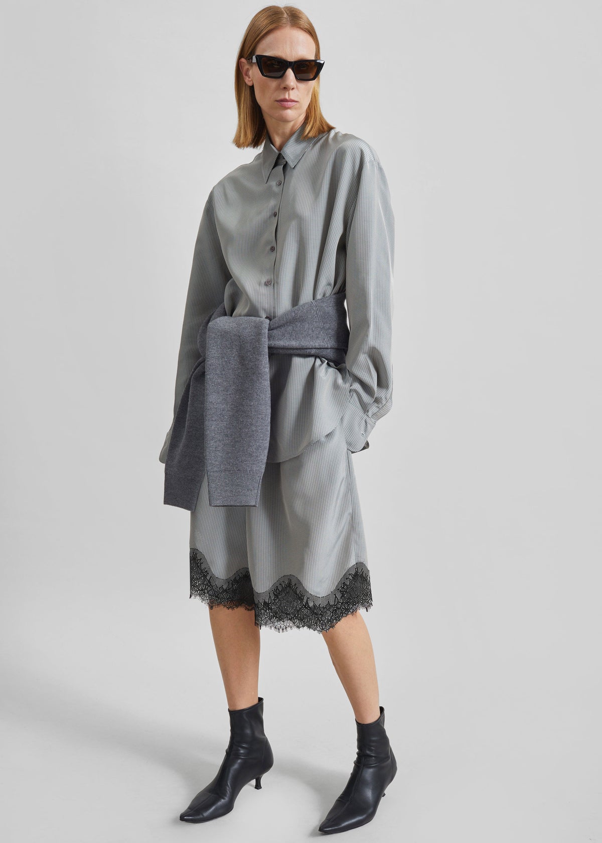Baxter Lace Bermuda Shorts - Checked Grey – view 1 of 7