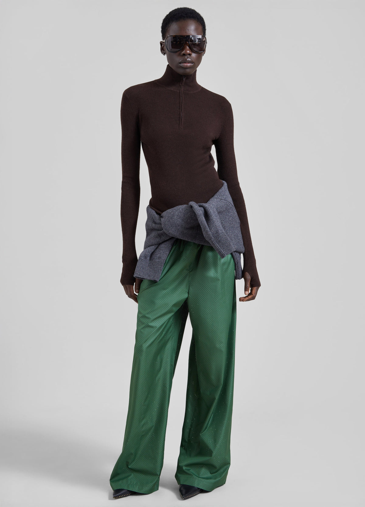 Baxter Perforated Track Pants - Hunter Green – view 1 of 9