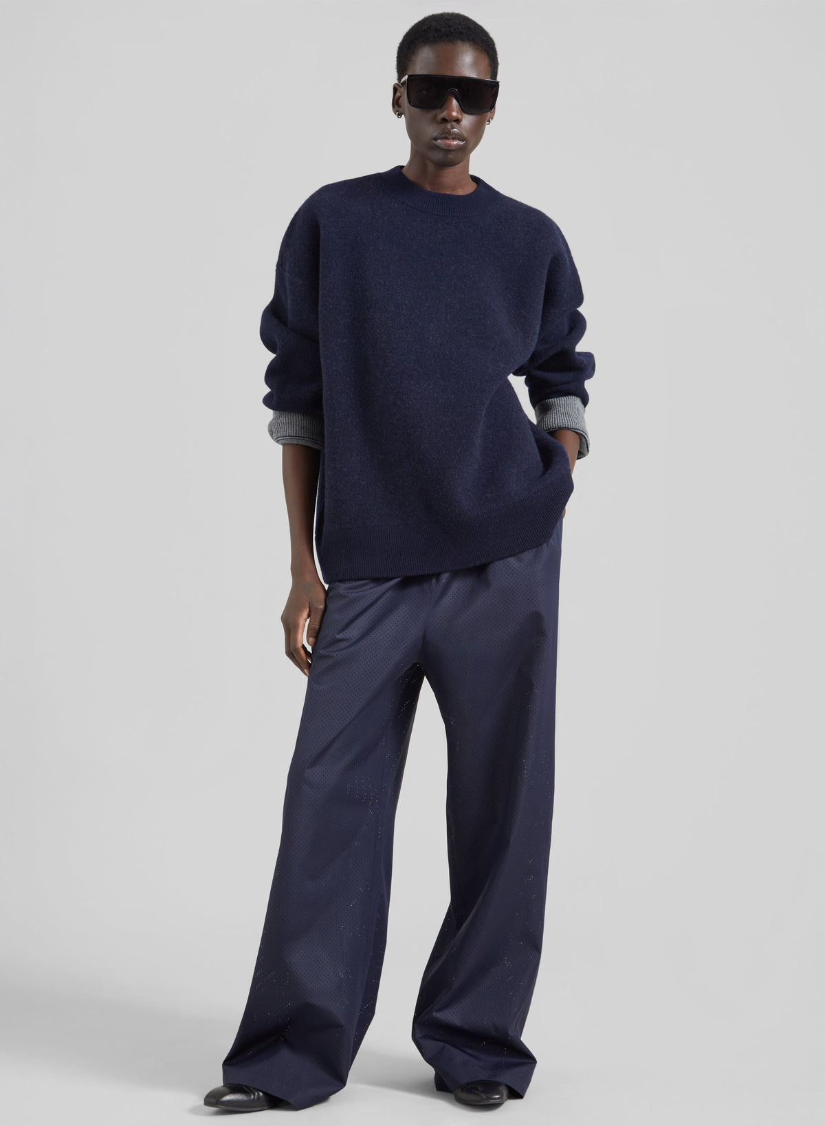 Baxter Perforated Track Pants - Navy – view 1 of 6