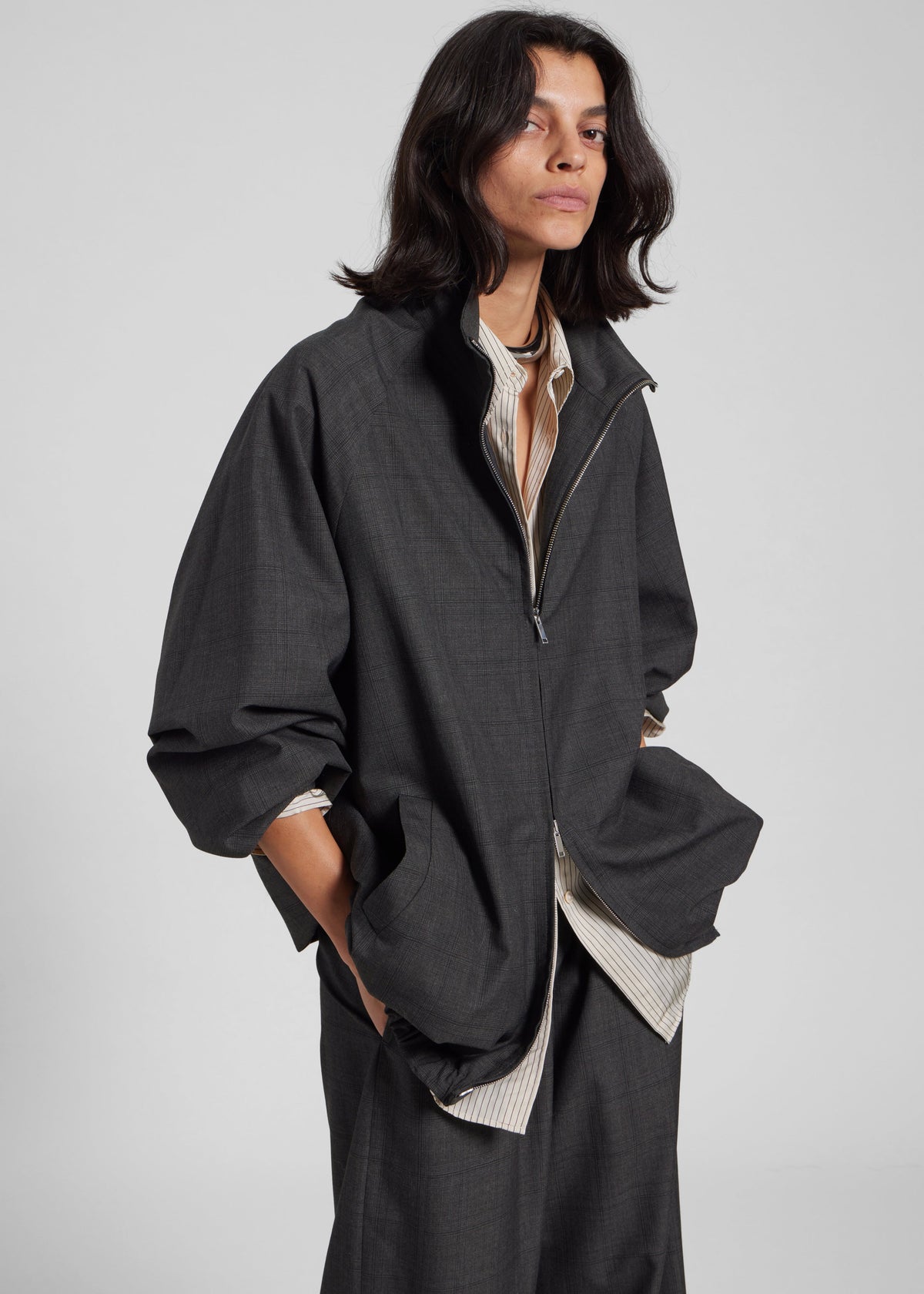 Baxter Plaid Track Jacket - Dark Grey – view 1 of 14