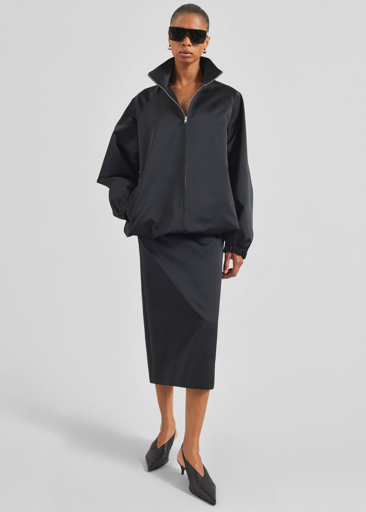 Baxter Satin Track Jacket - Black – view 1 of 8