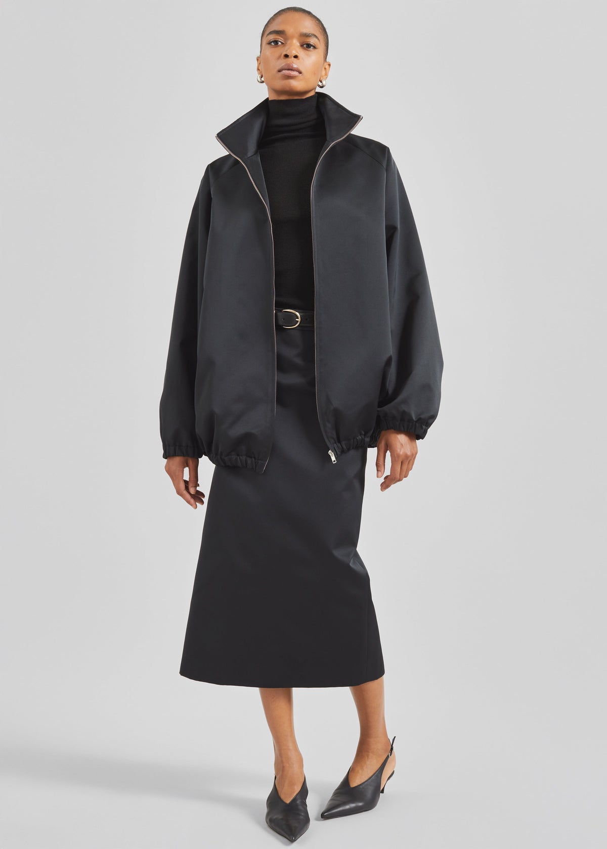 Baxter Satin Track Jacket - Black – view 2 of 8