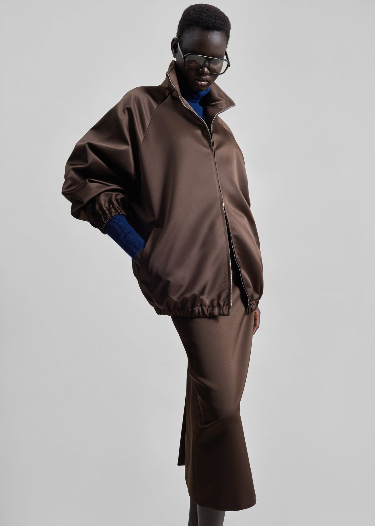 Baxter Satin Track Jacket - Brown – view 9 of 11