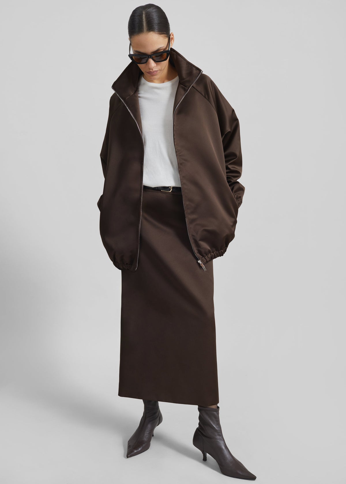 Baxter Satin Track Jacket - Brown – view 3 of 11