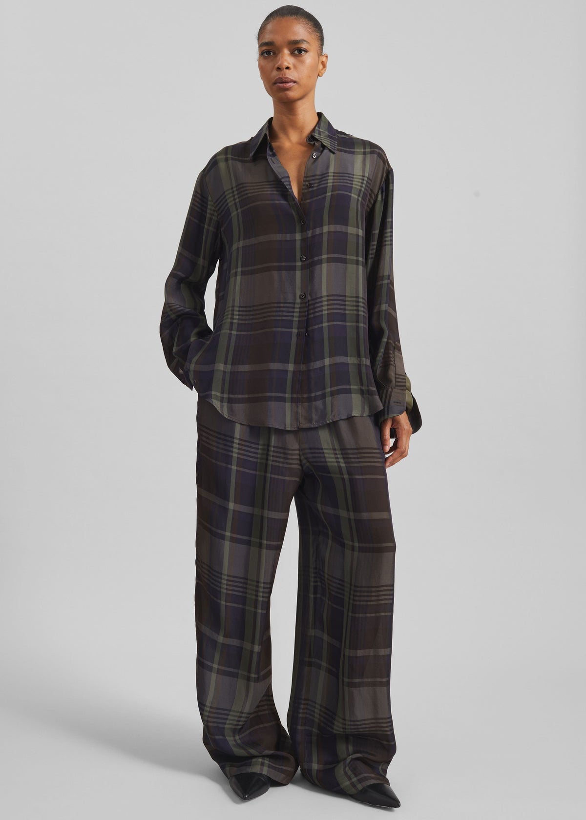 Baxter Sheer Fluid Track Pants - Navy Tartan – view 6 of 8