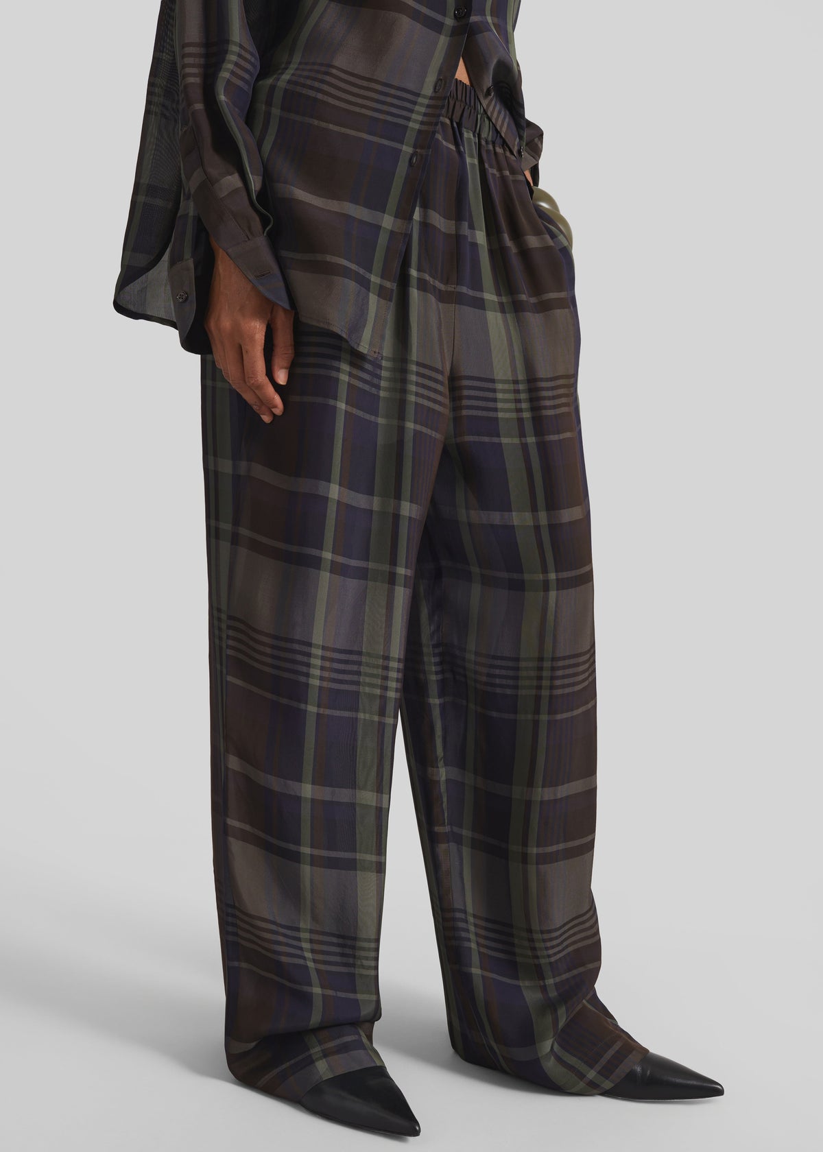 Baxter Sheer Fluid Track Pants - Navy Tartan – view 5 of 8