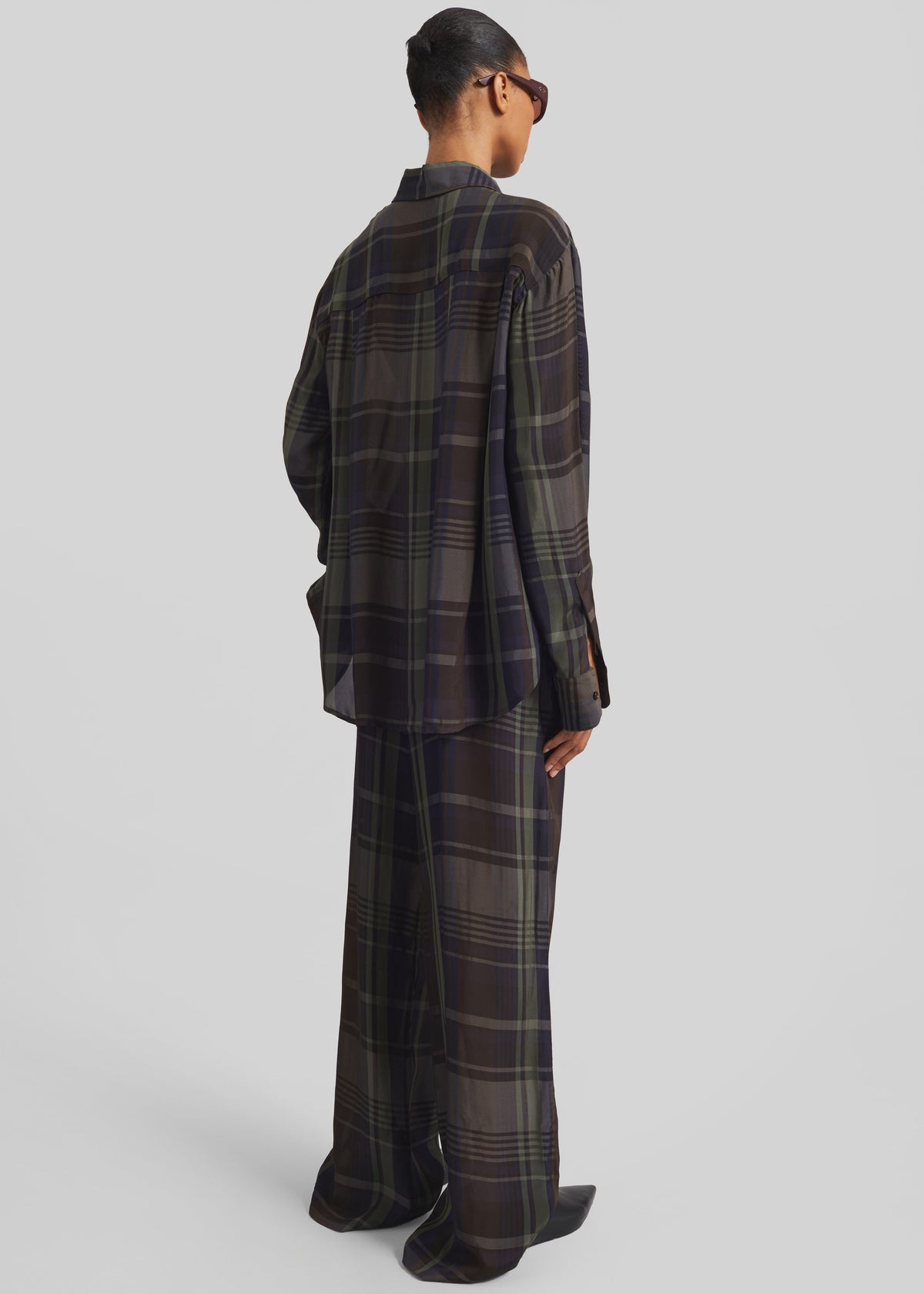 Baxter Sheer Fluid Track Pants - Navy Tartan – view 7 of 8