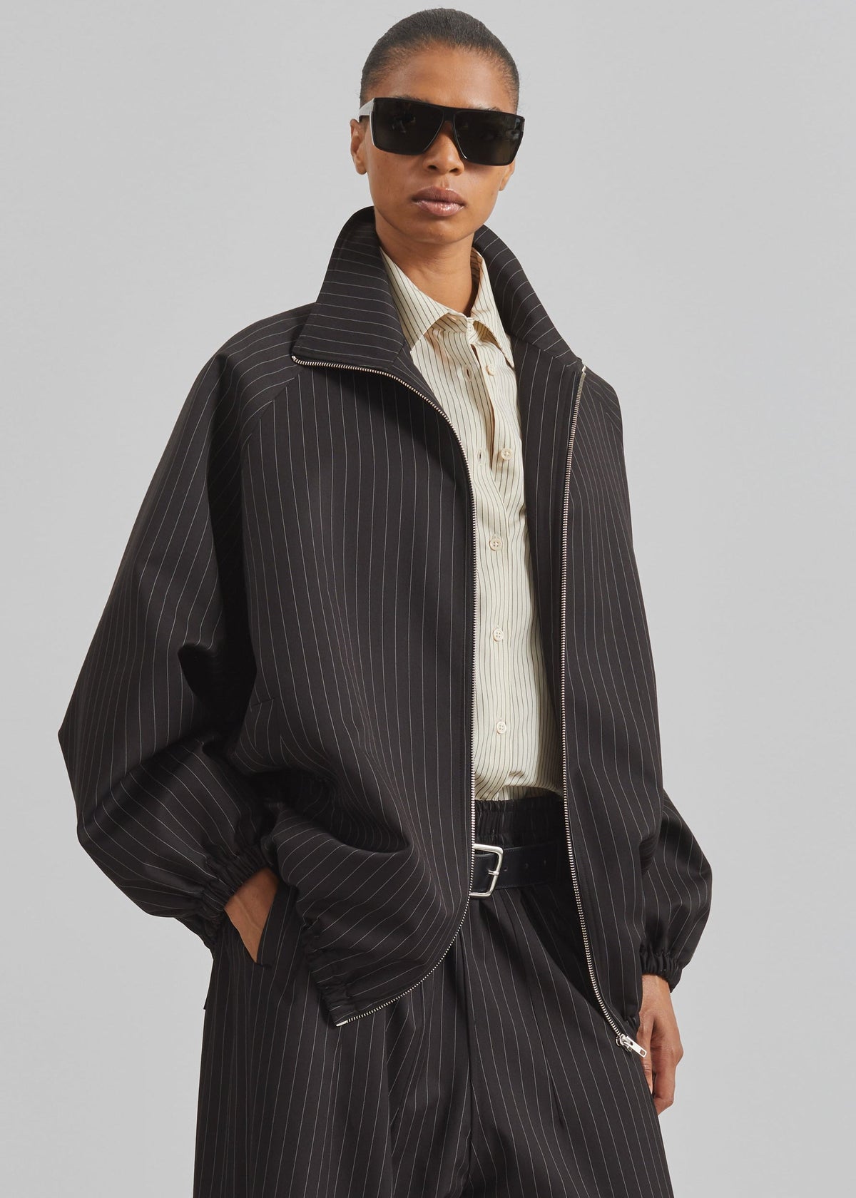 Baxter Track Jacket - Black/White Pinstripe – view 5 of 7