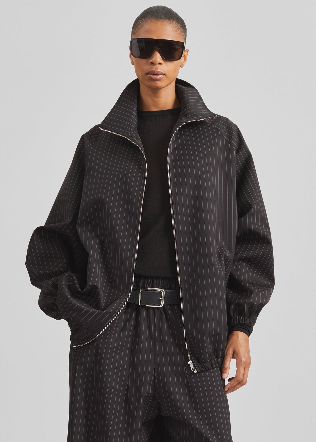 Baxter Track Jacket - Black/White Pinstripe – view 1 of 7