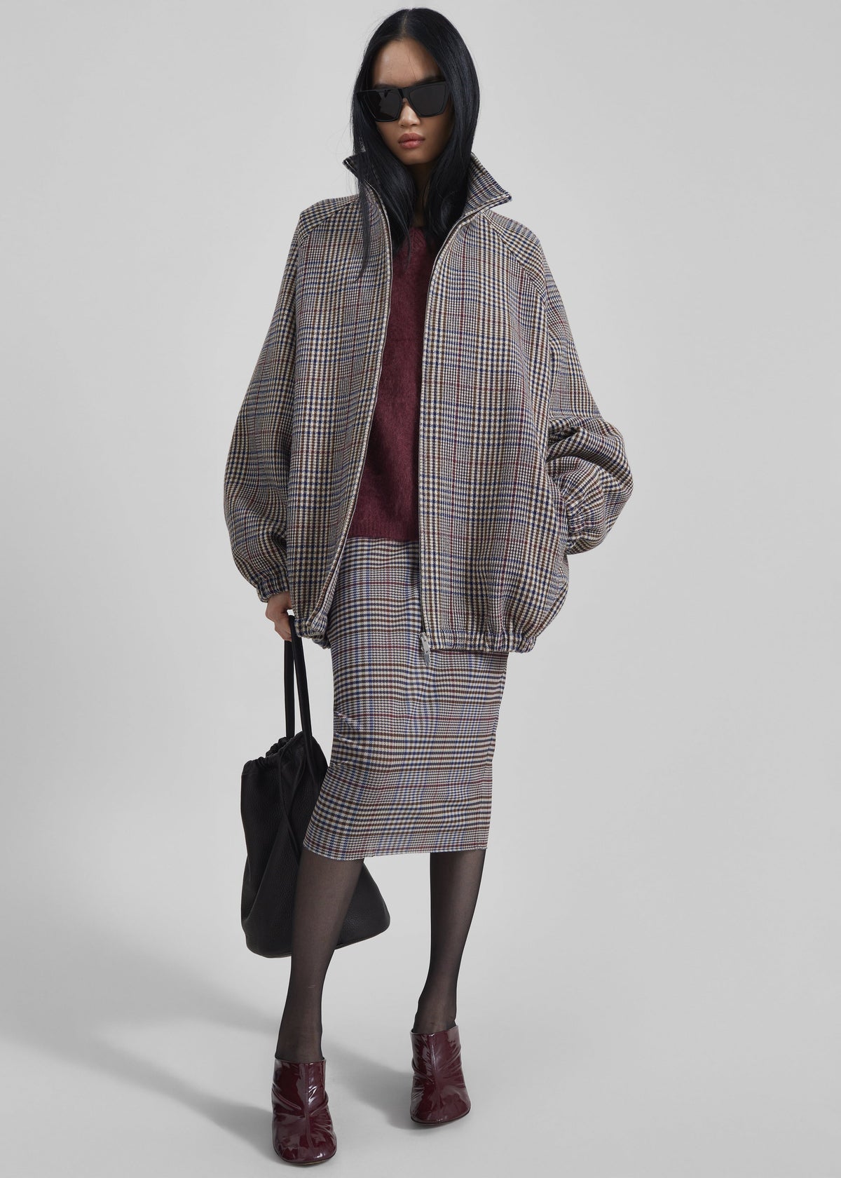 Baxter Wool Track Jacket - Beige Glen Plaid – view 1 of 11