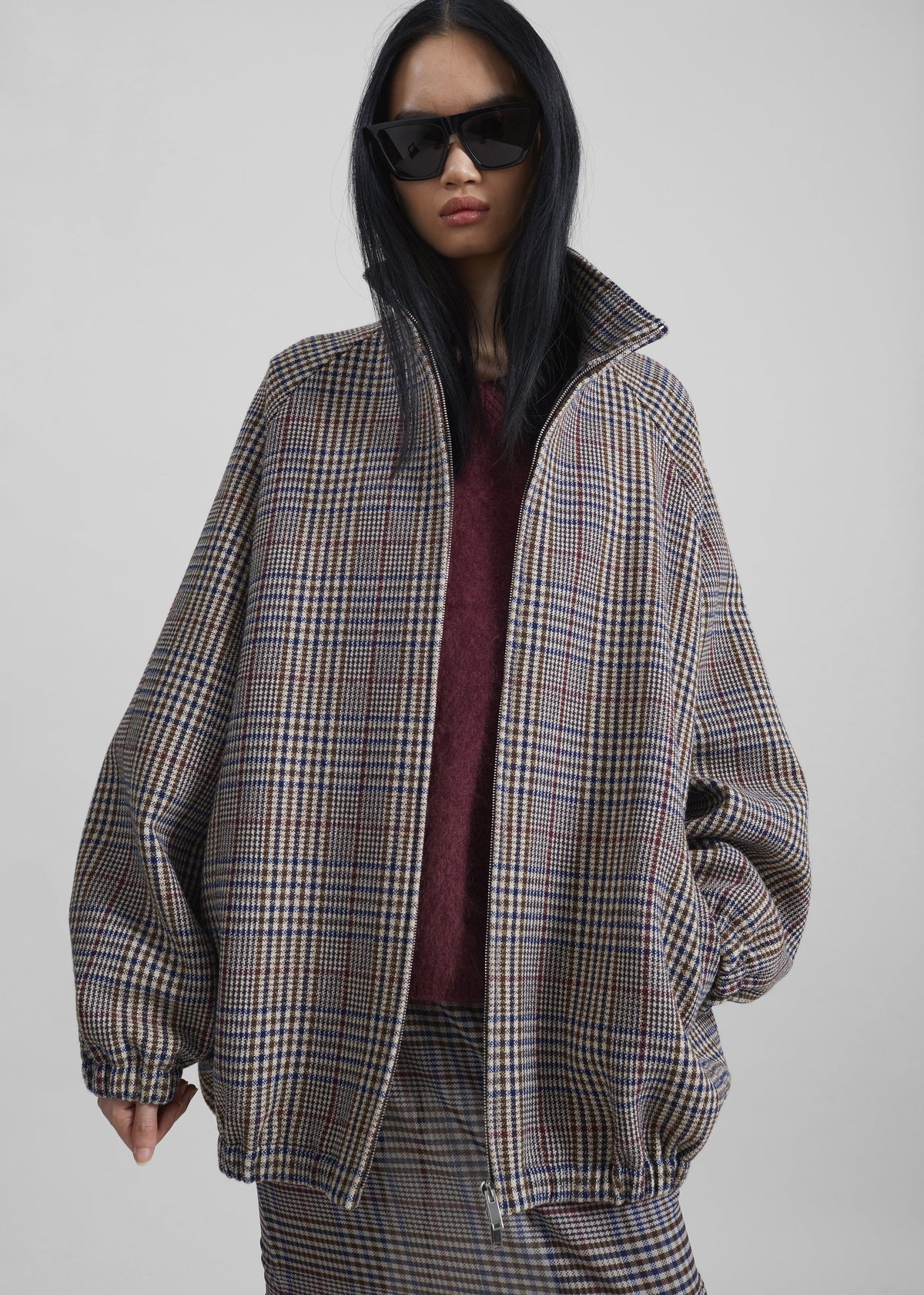 Baxter Wool Track Jacket - Beige Glen Plaid – view 9 of 11